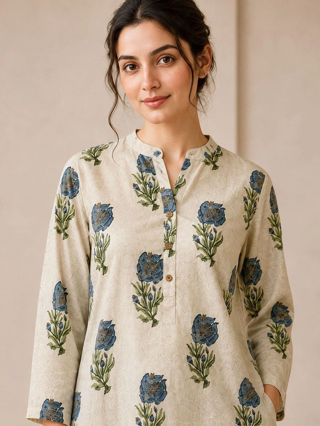 Jaipur Kurti Women Floral Printed Regular Pure Cotton Kurta with Farshi Salwar thumbnail 5