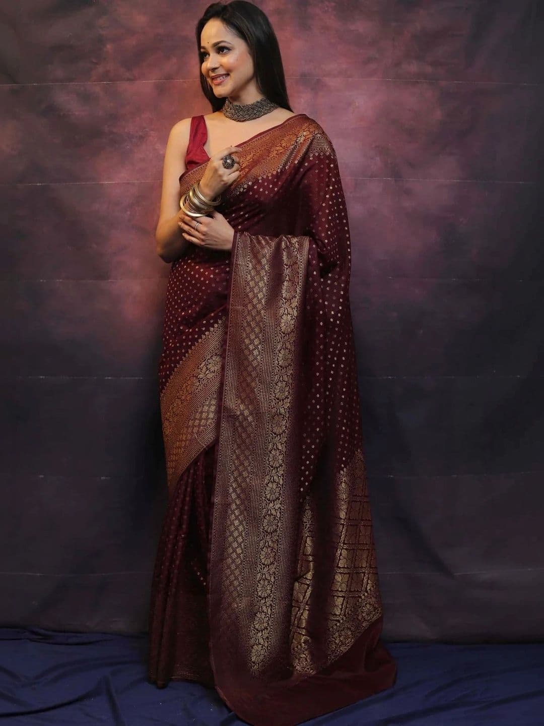 VS MALL Ethnic Motifs Zari Banarasi Saree thumbnail 5