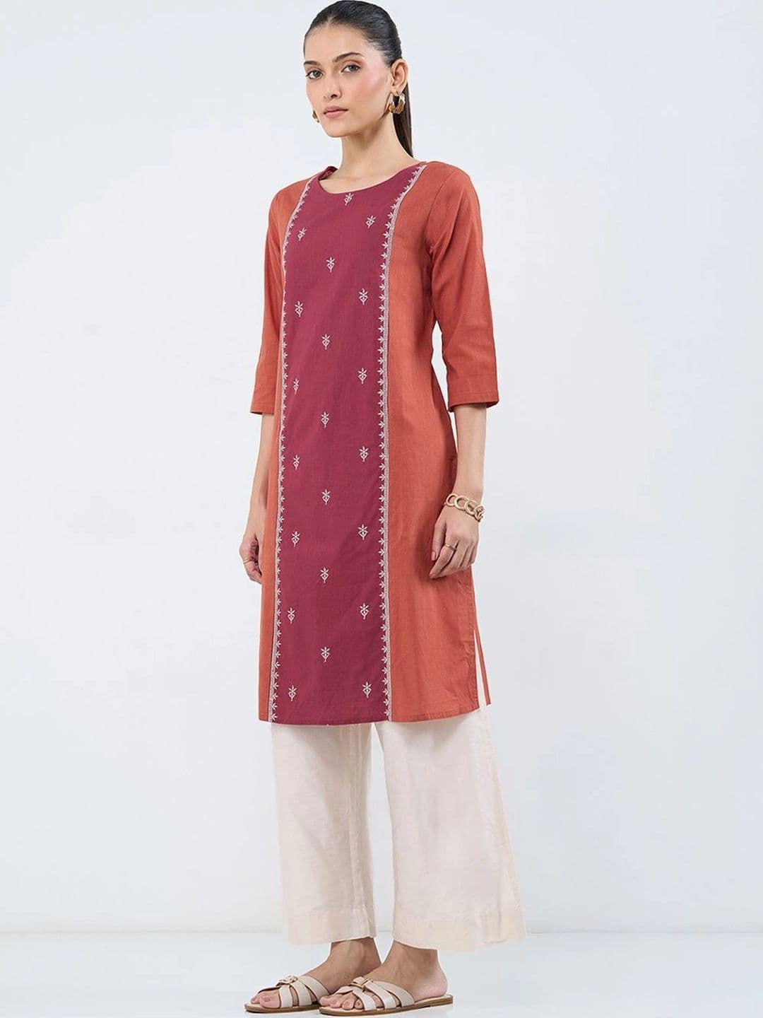 RANGMANCH BY PANTALOONS Women Ethnic Motifs Embroidered Thread Work Kurta thumbnail 5
