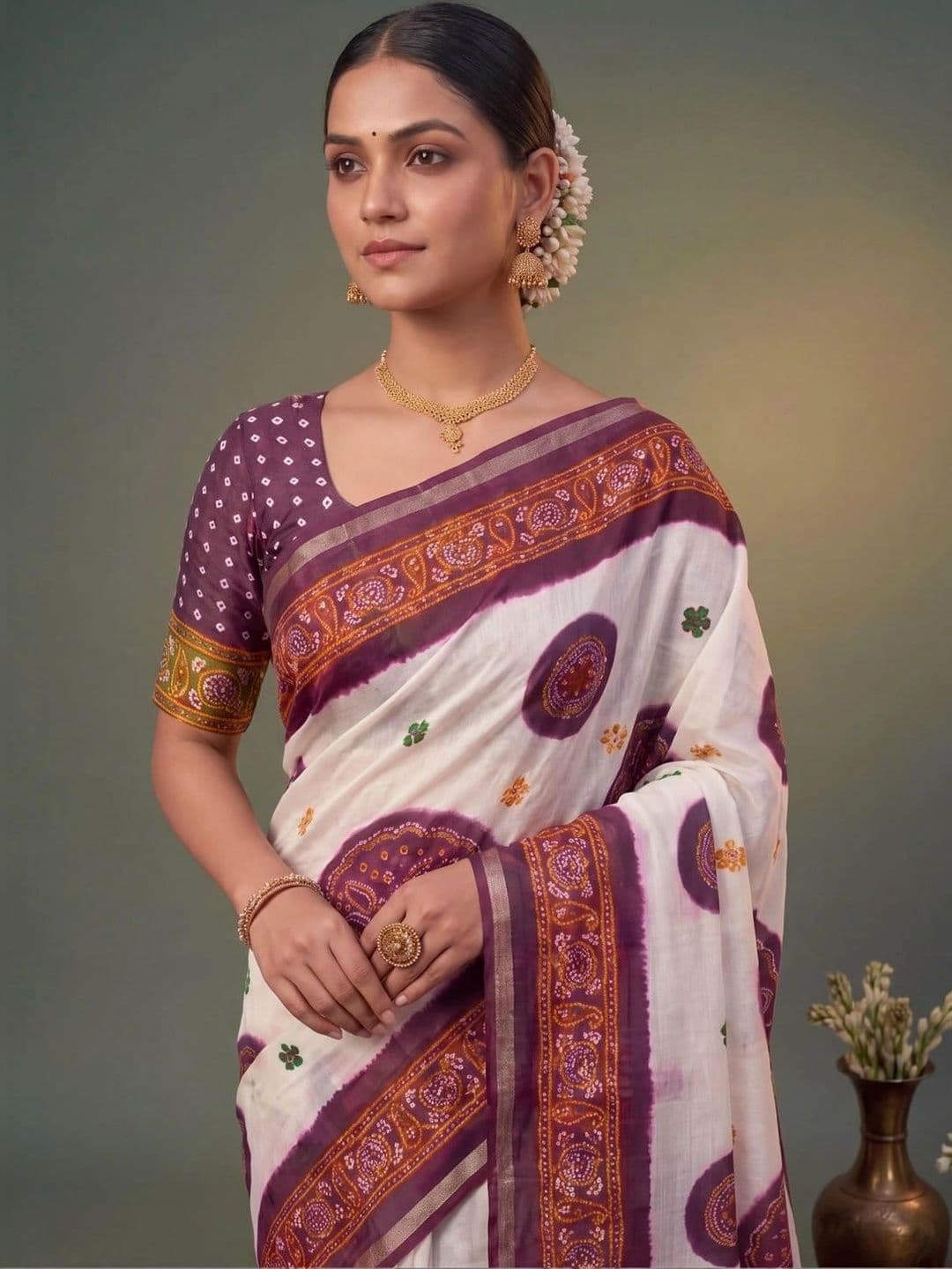 SAMANTHA Bandhani Zari Silk Blend Saree thumbnail 5