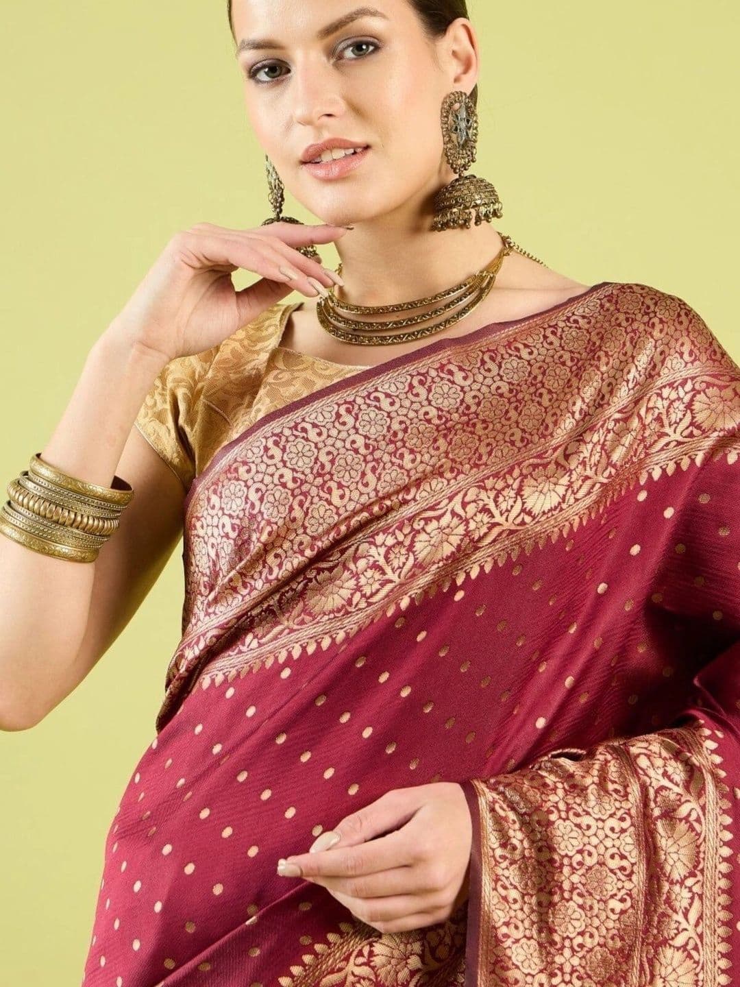 VS MALL Ethnic Motifs Zari Banarasi Saree thumbnail 2