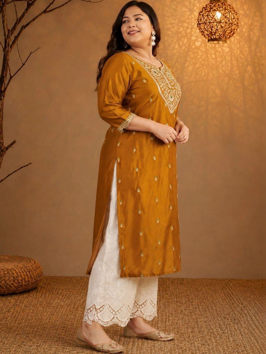 FULL BLOOM Women Ethnic Motifs Embroidered Mirror Work Kurta thumbnail 2