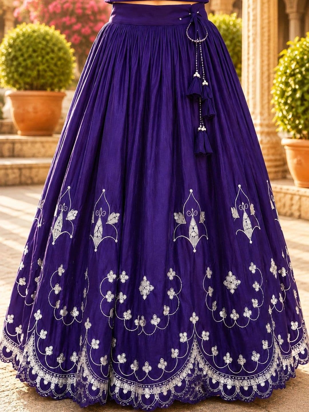 Sangria Girls Embroidered Thread Work Ready to Wear Lehenga & thumbnail 2