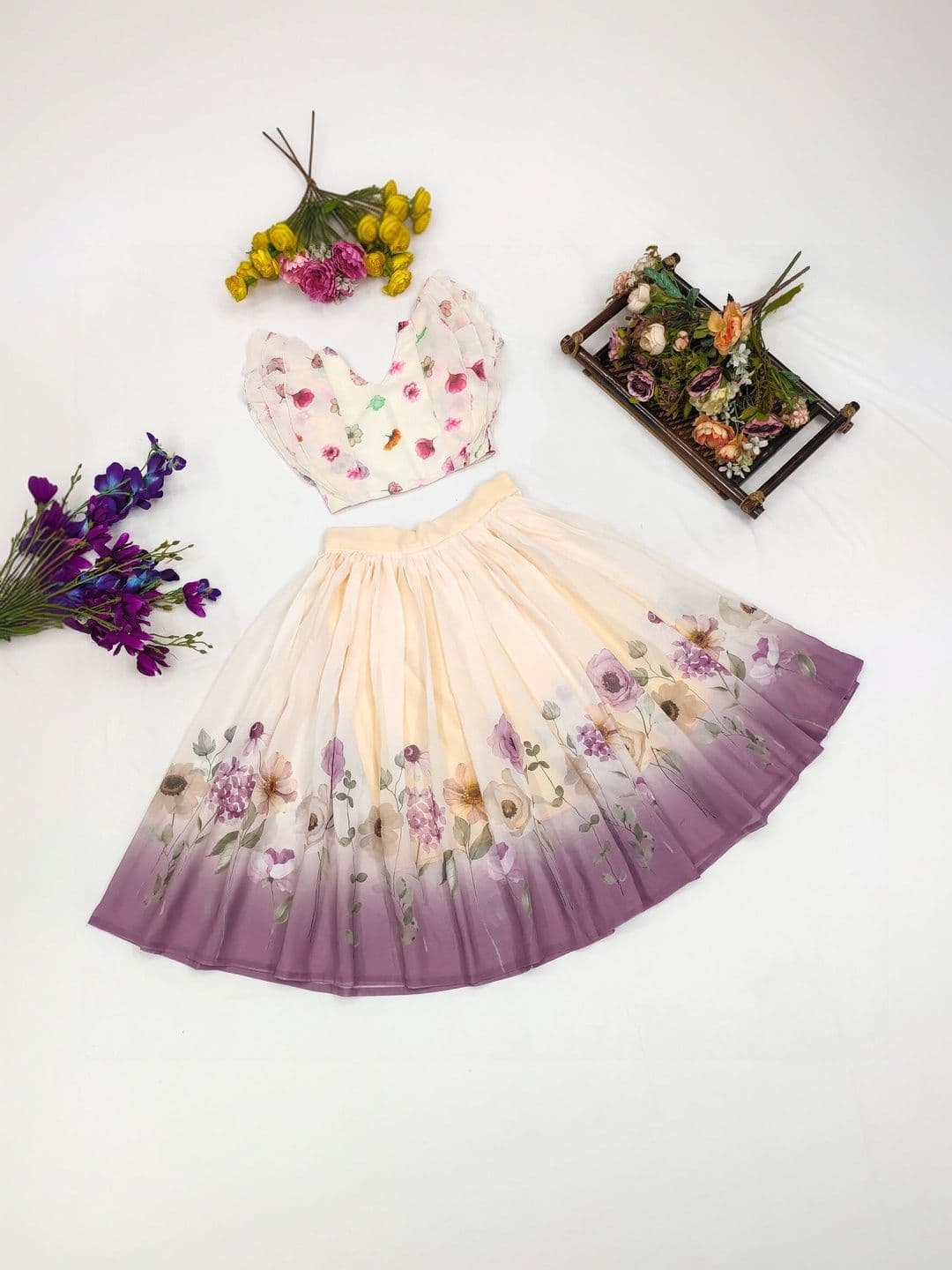Sangria Girls Printed Ready to Wear Lehenga & thumbnail 5