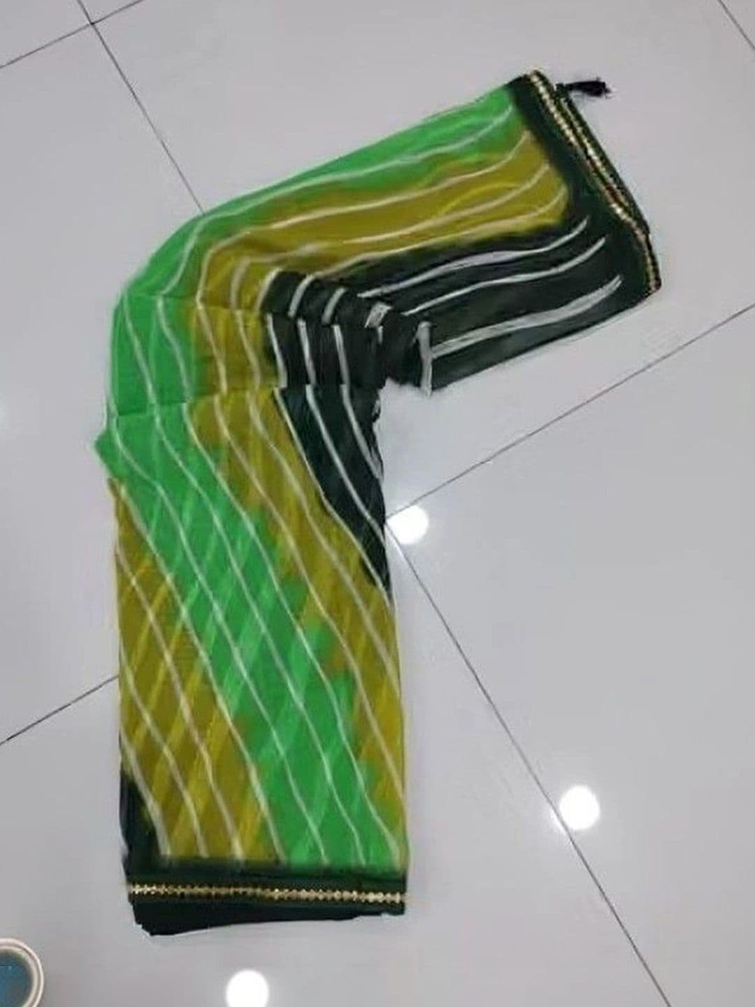 RENBRIZA Leheriya Poly Georgette Saree thumbnail 4
