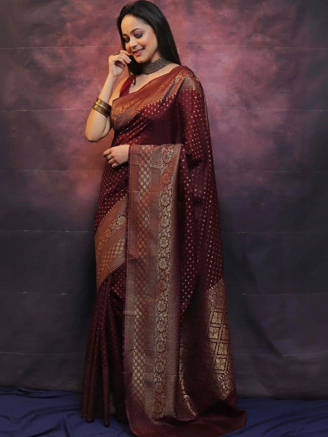 VS MALL Ethnic Motifs Zari Banarasi Saree thumbnail 6