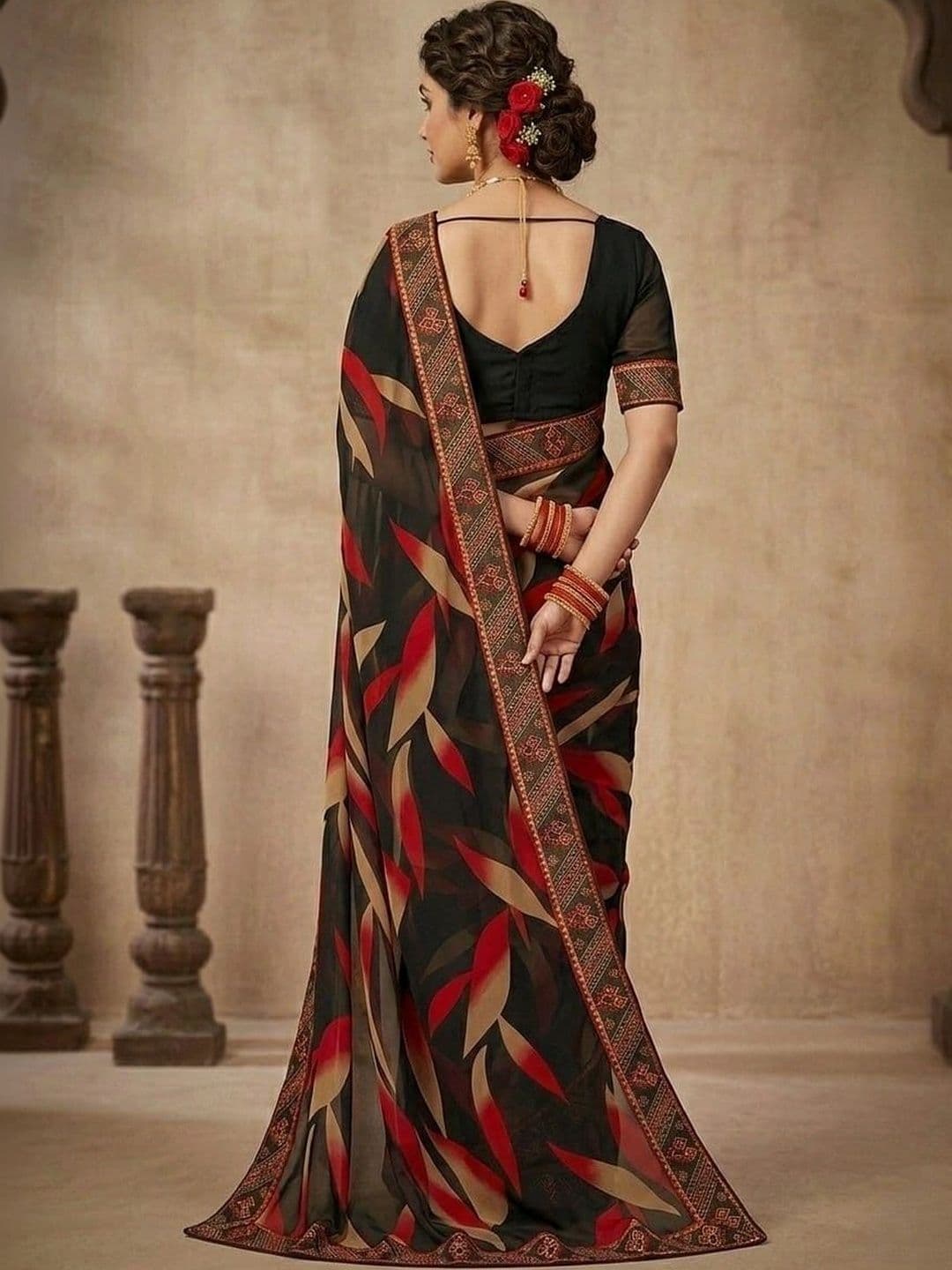 RENBRIZA Poly Georgette Saree thumbnail 4