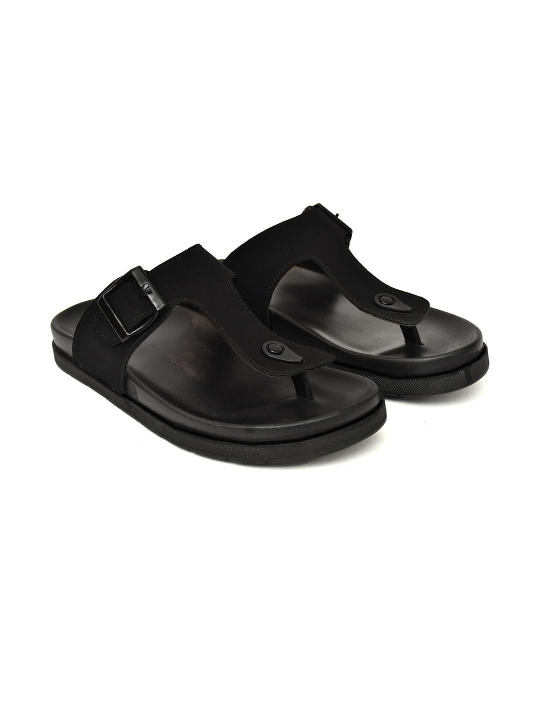 G L Trend Black Leather Sandals thumbnail 4