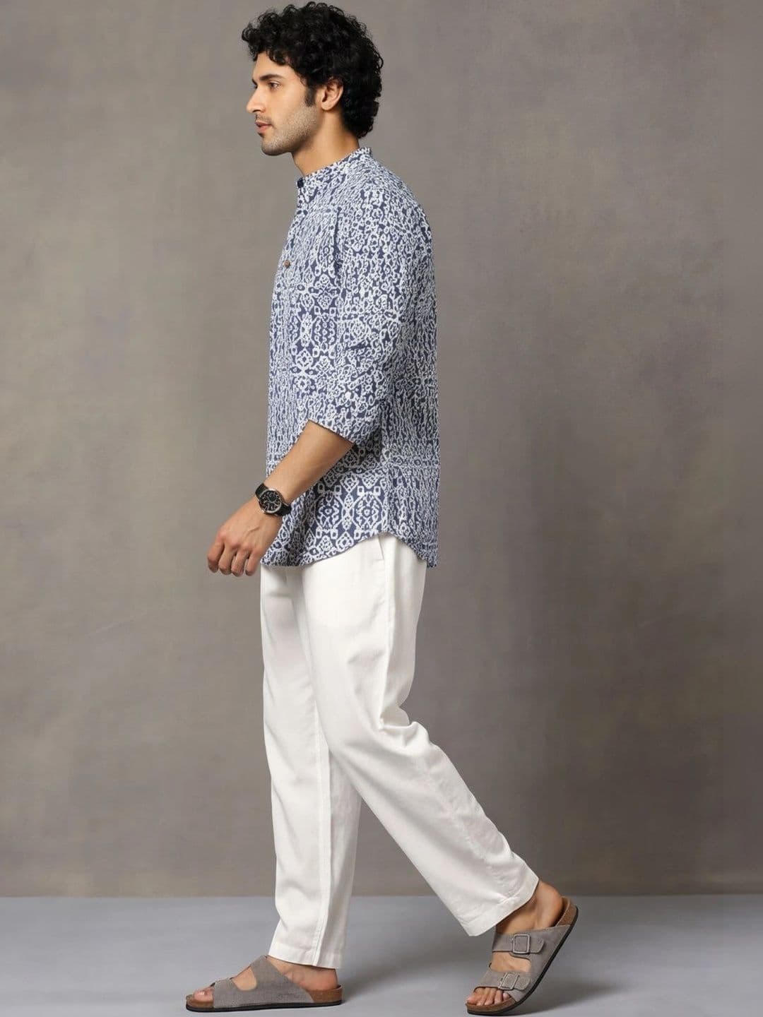 Navibhu Printed Pure Cotton Mandarin Collar Short Kurta thumbnail 4