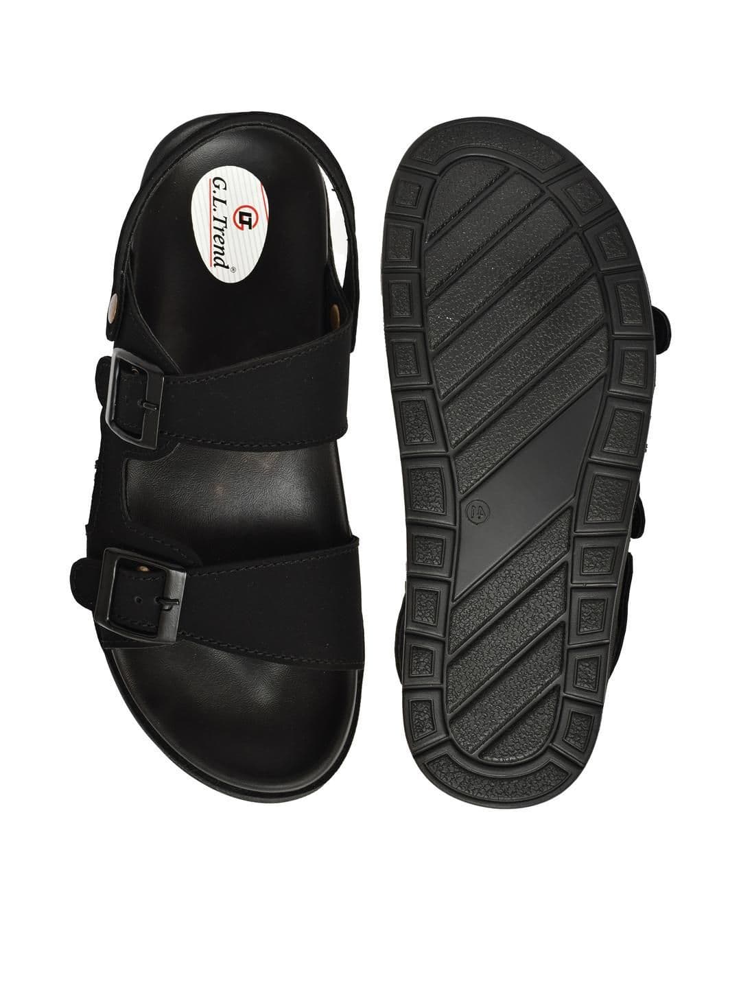 G L Trend Black Leather Sandals thumbnail 5