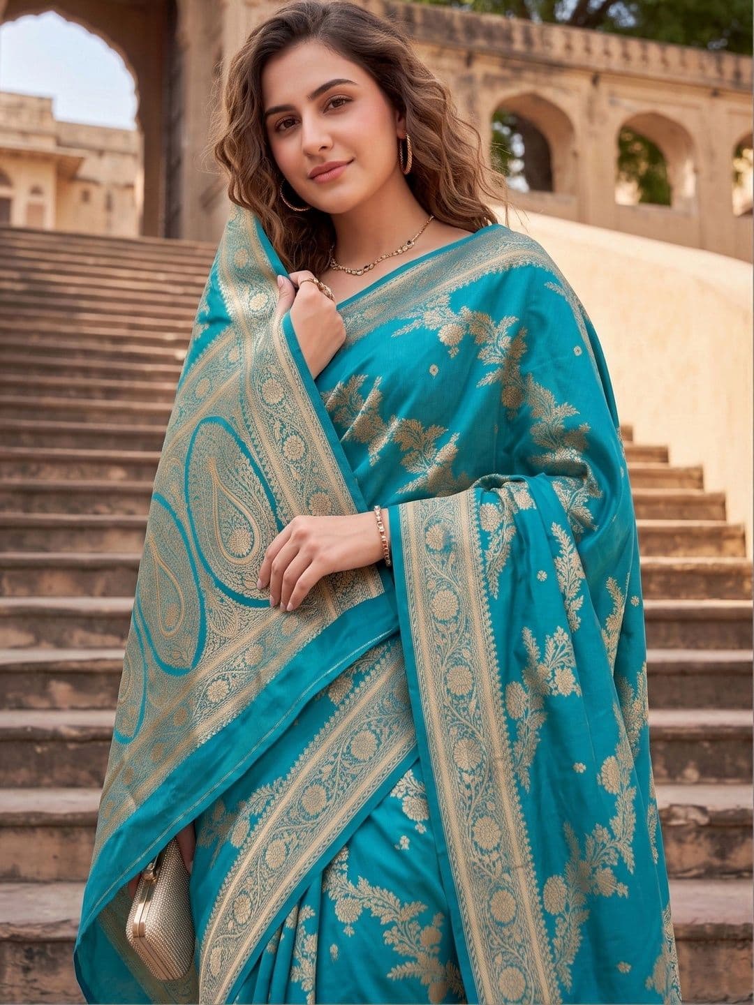 ROOP RADHIKA Paisley Zari Silk Blend Designer Banarasi Saree thumbnail 4