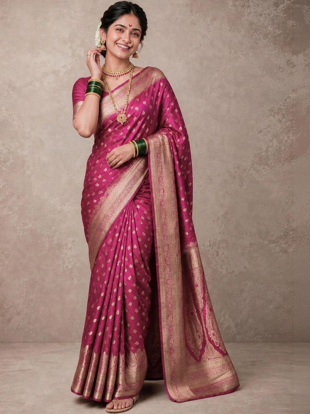 SAMANTHA Woven Design Zari Silk Blend Paithani Saree thumbnail 6