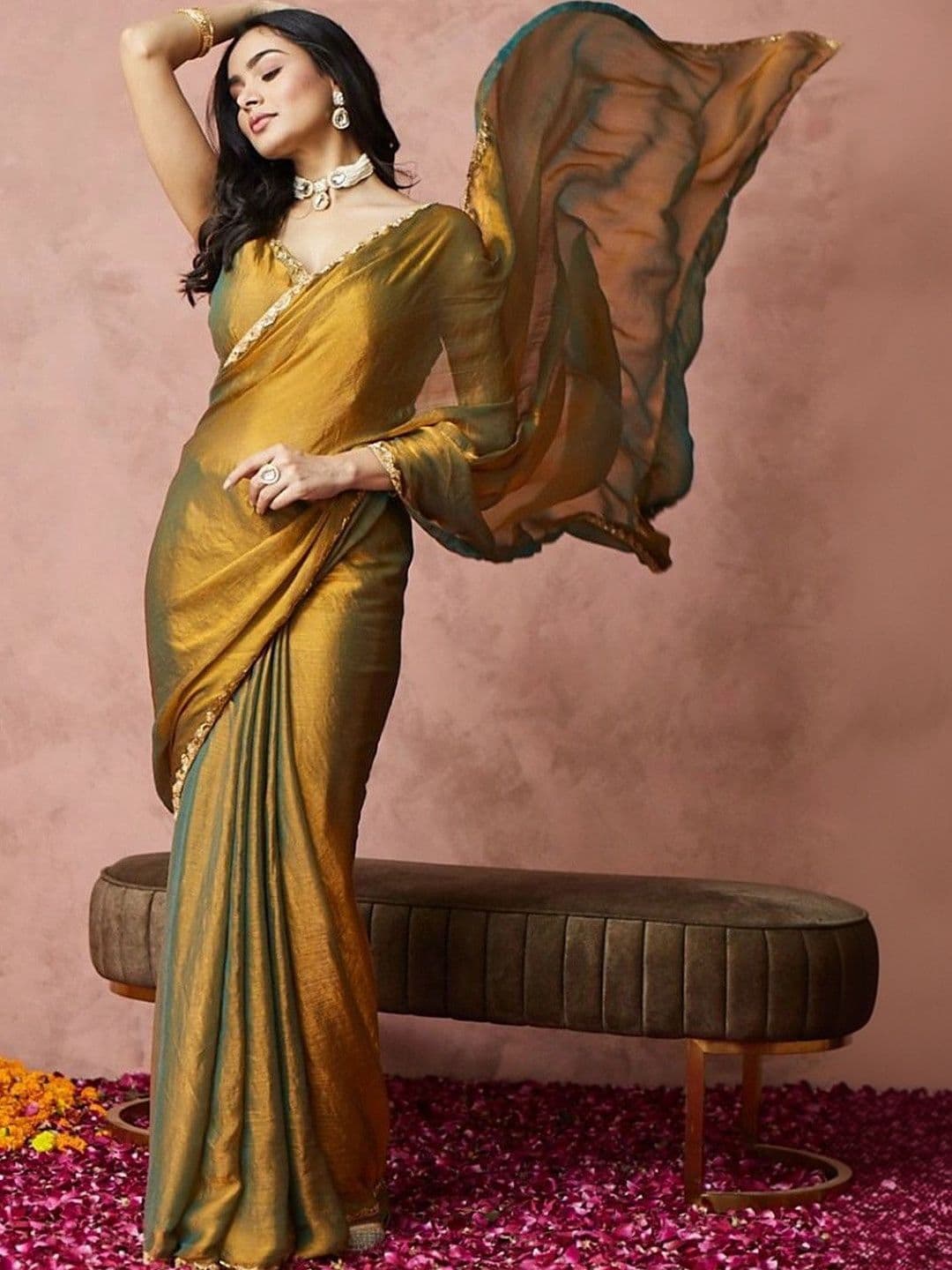 kasee Beads and Stones Silk Blend Designer Saree thumbnail 5