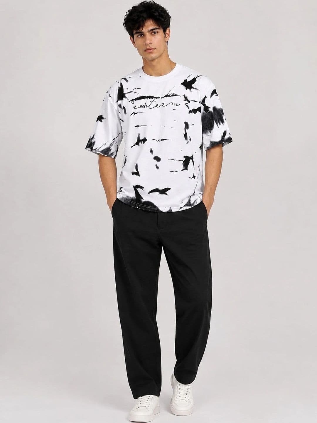 AEMA Men Abstract Printed Oversized T-shirt thumbnail 3