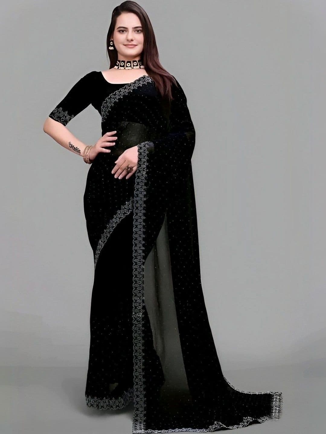RENBRIZA Poly Georgette Saree - view 1