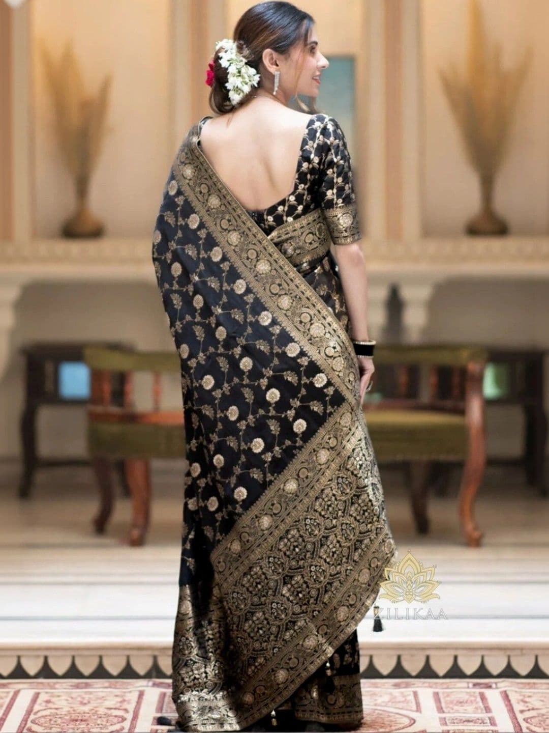 VS MALL Ethnic Motifs Zari Banarasi Saree thumbnail 2