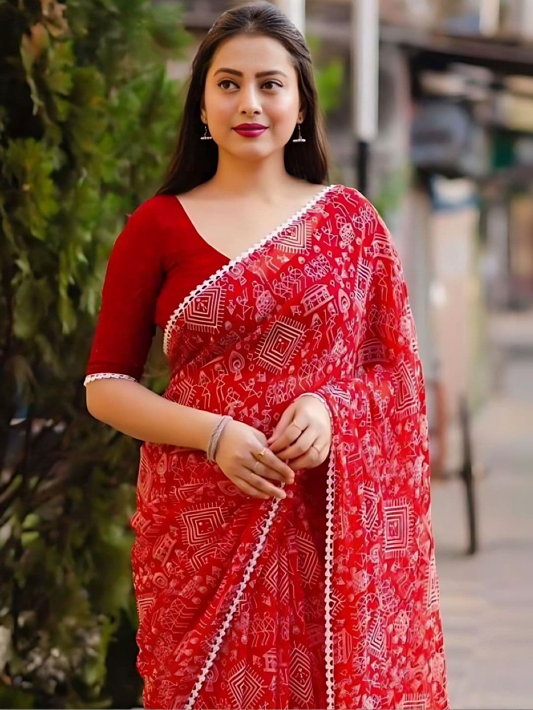 RENBRIZA Warli Poly Georgette Saree - view 1