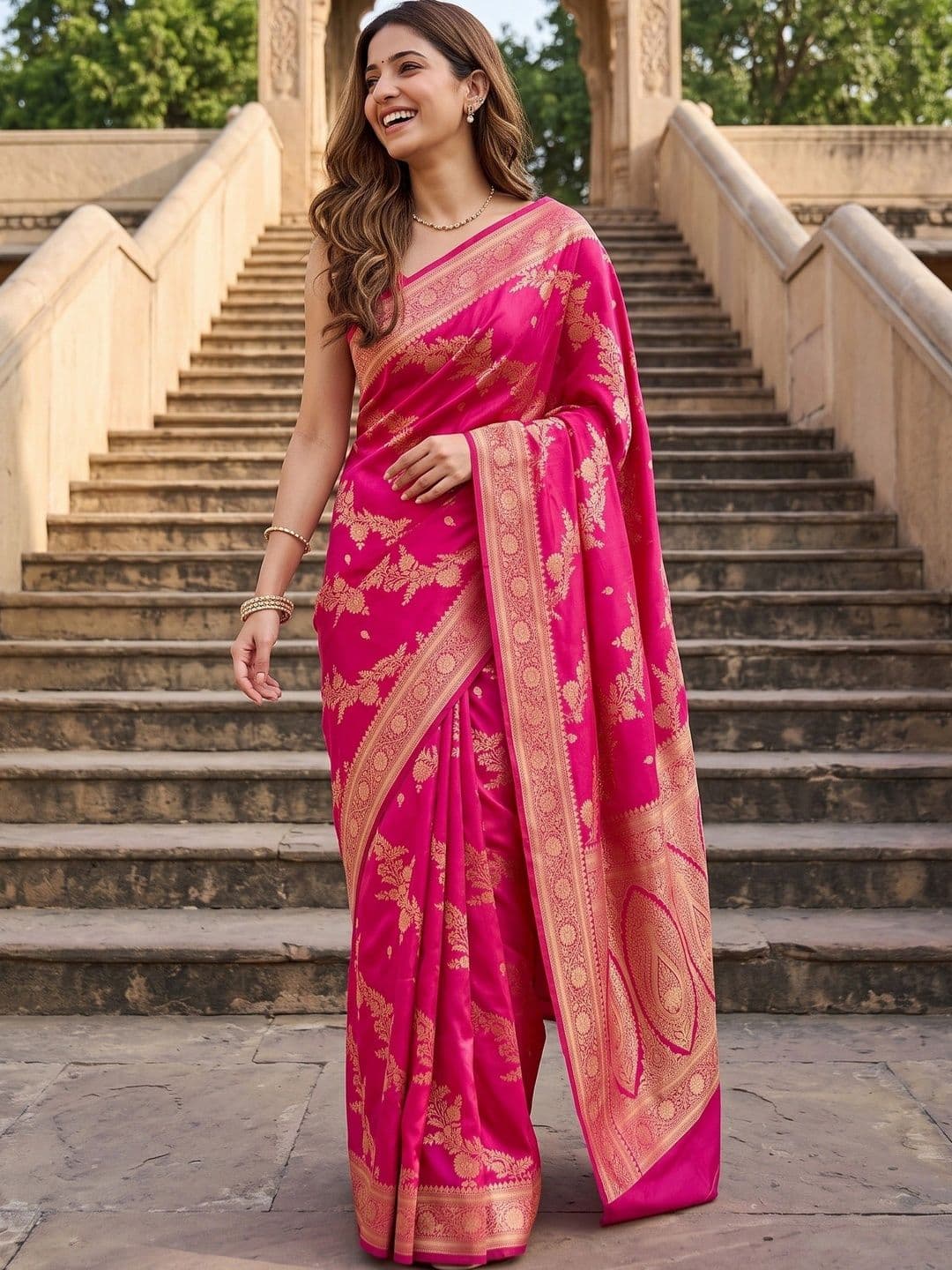 ROOP RADHIKA Woven Design Zari Silk Blend Designer Banarasi Saree - view 1