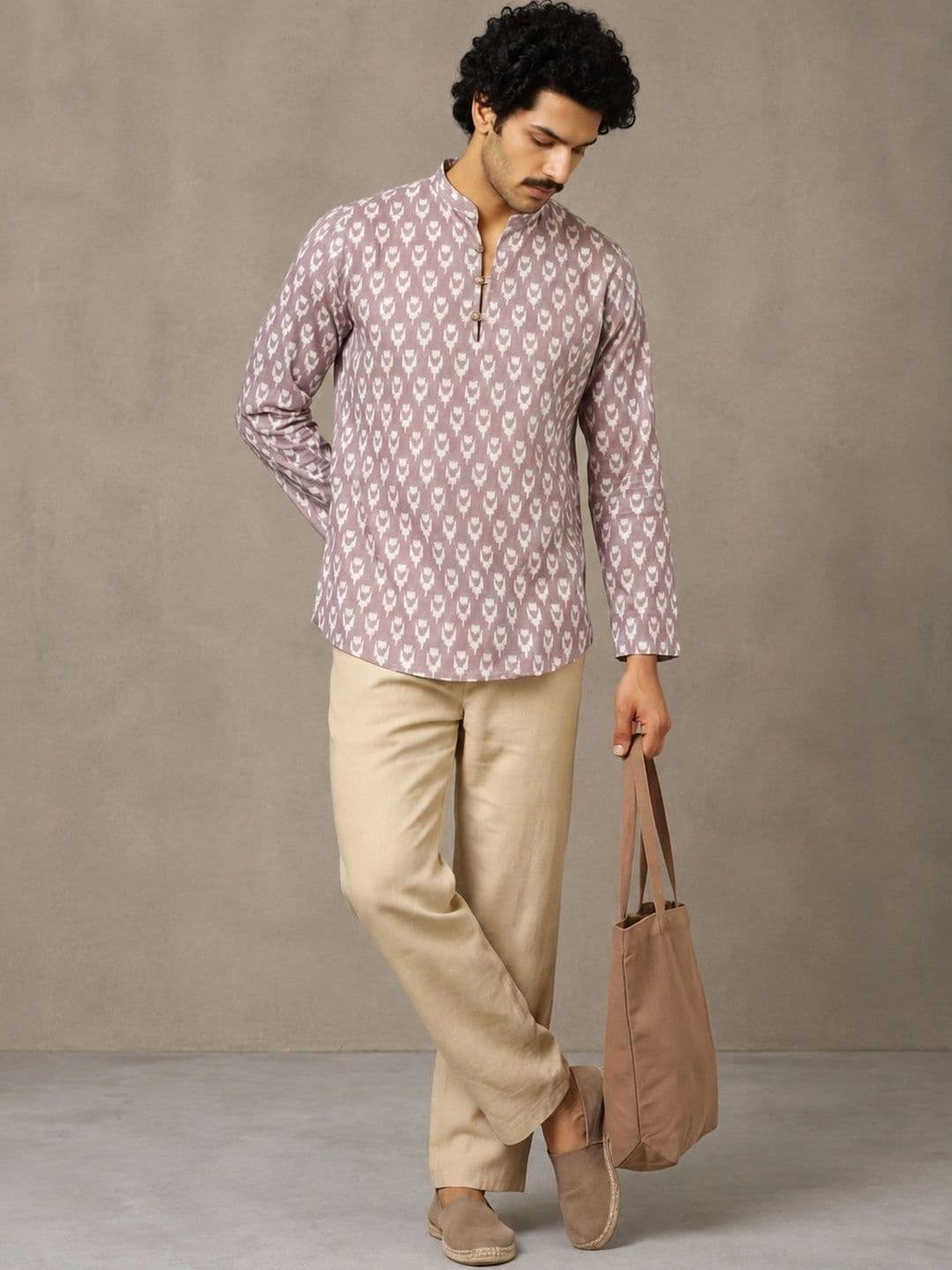 Navibhu Printed Pure Cotton Mandarin Collar Short Kurta - view 1