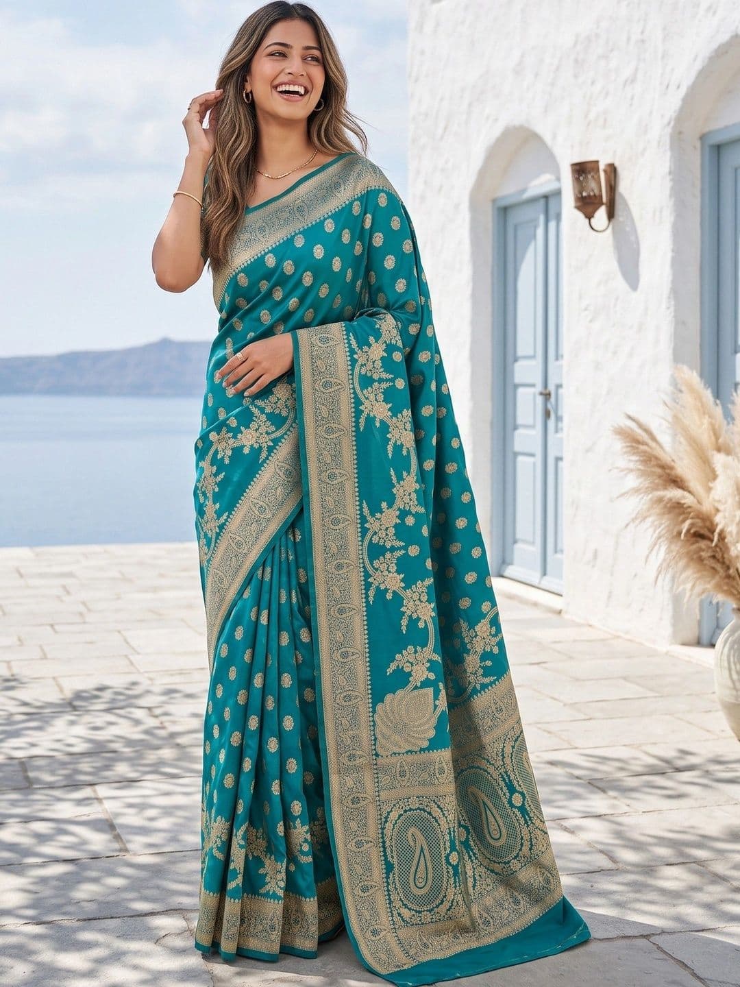 ROOP RADHIKA Woven Design Zari Silk Blend Designer Banarasi Saree - view 1