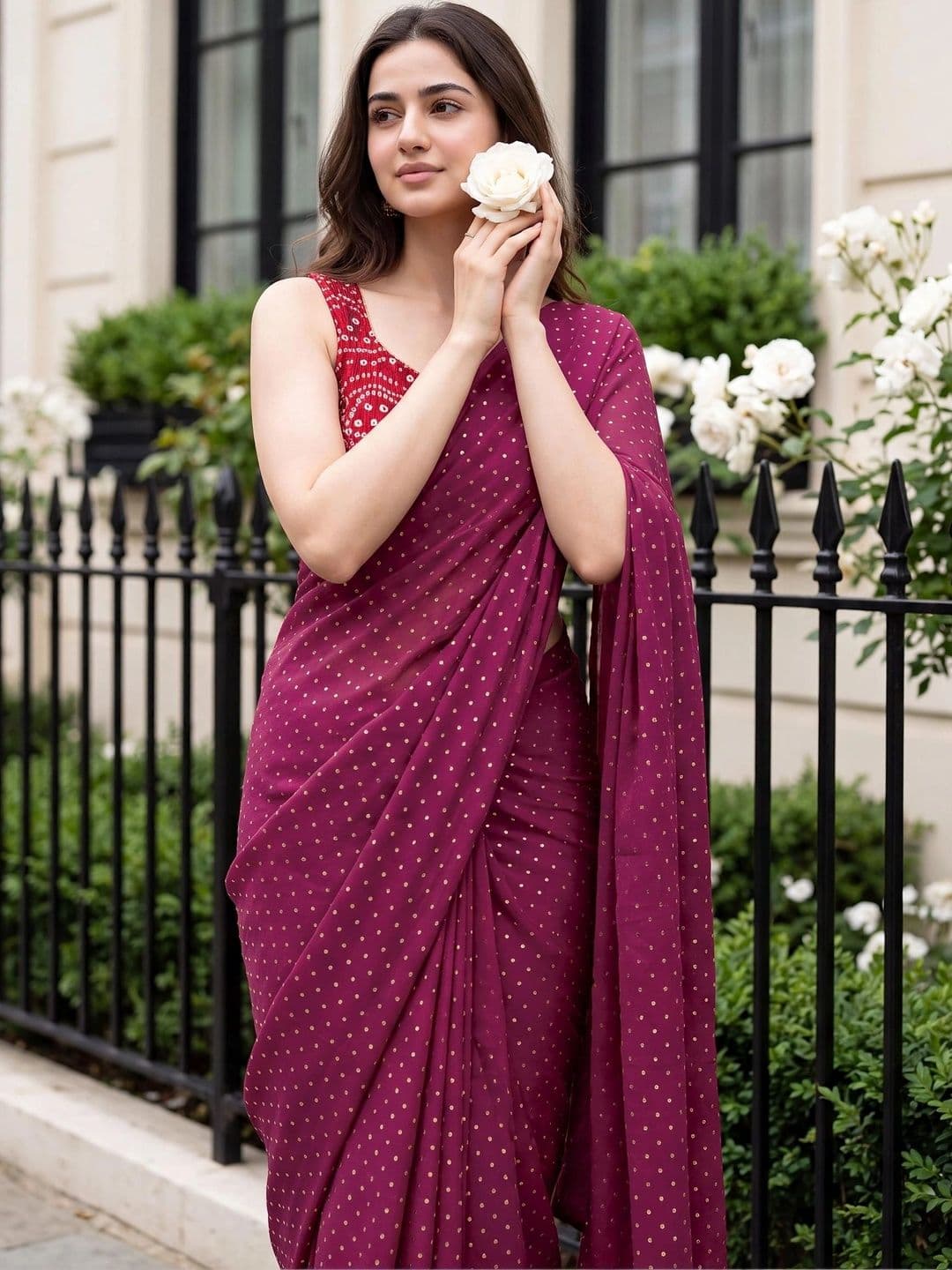 Looootnest Embellished Pure Georgette Saree thumbnail 5