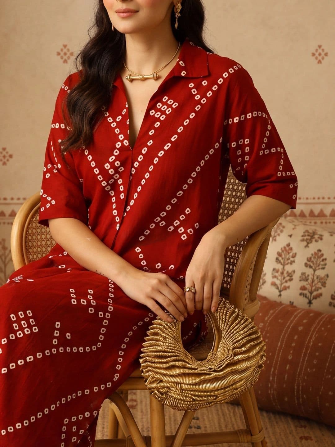 Anouk Women Printed Regular Pure Cotton Kurta with Trousers thumbnail 7