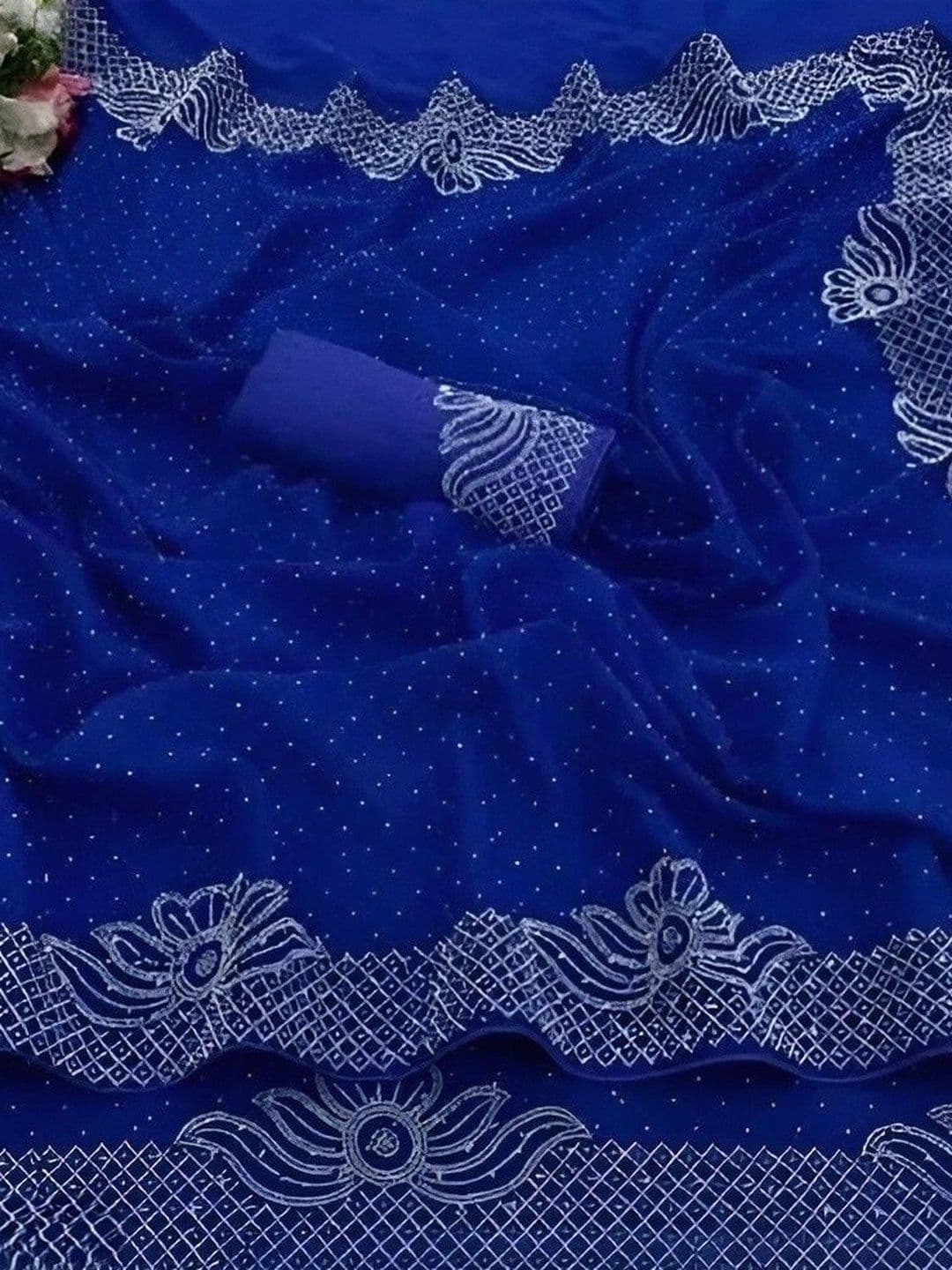 RENBRIZA Embellished Poly Georgette Saree thumbnail 4