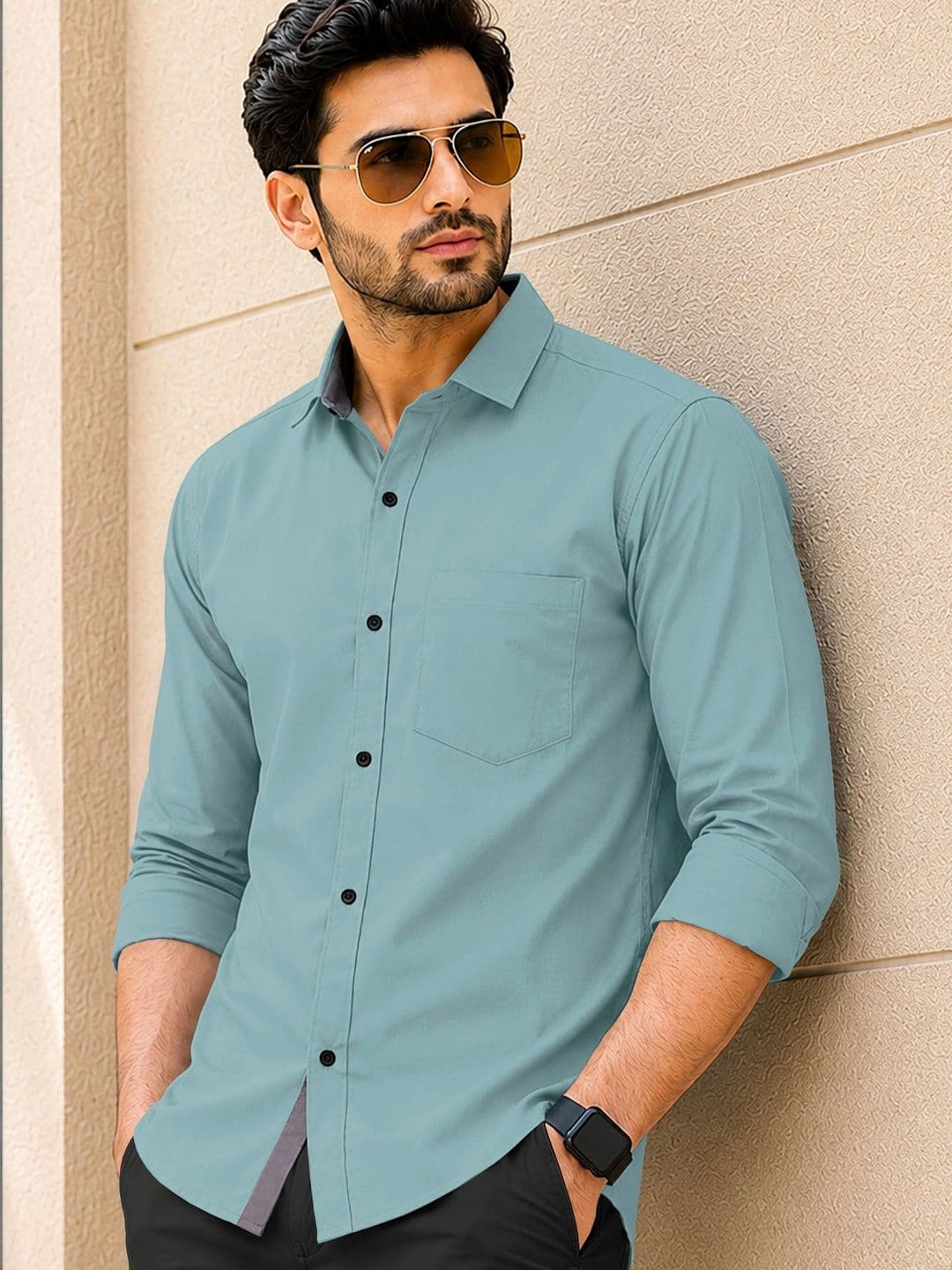 VeBNoR Men Standard Fit Spread Collar Solid Casual Shirt - view 1