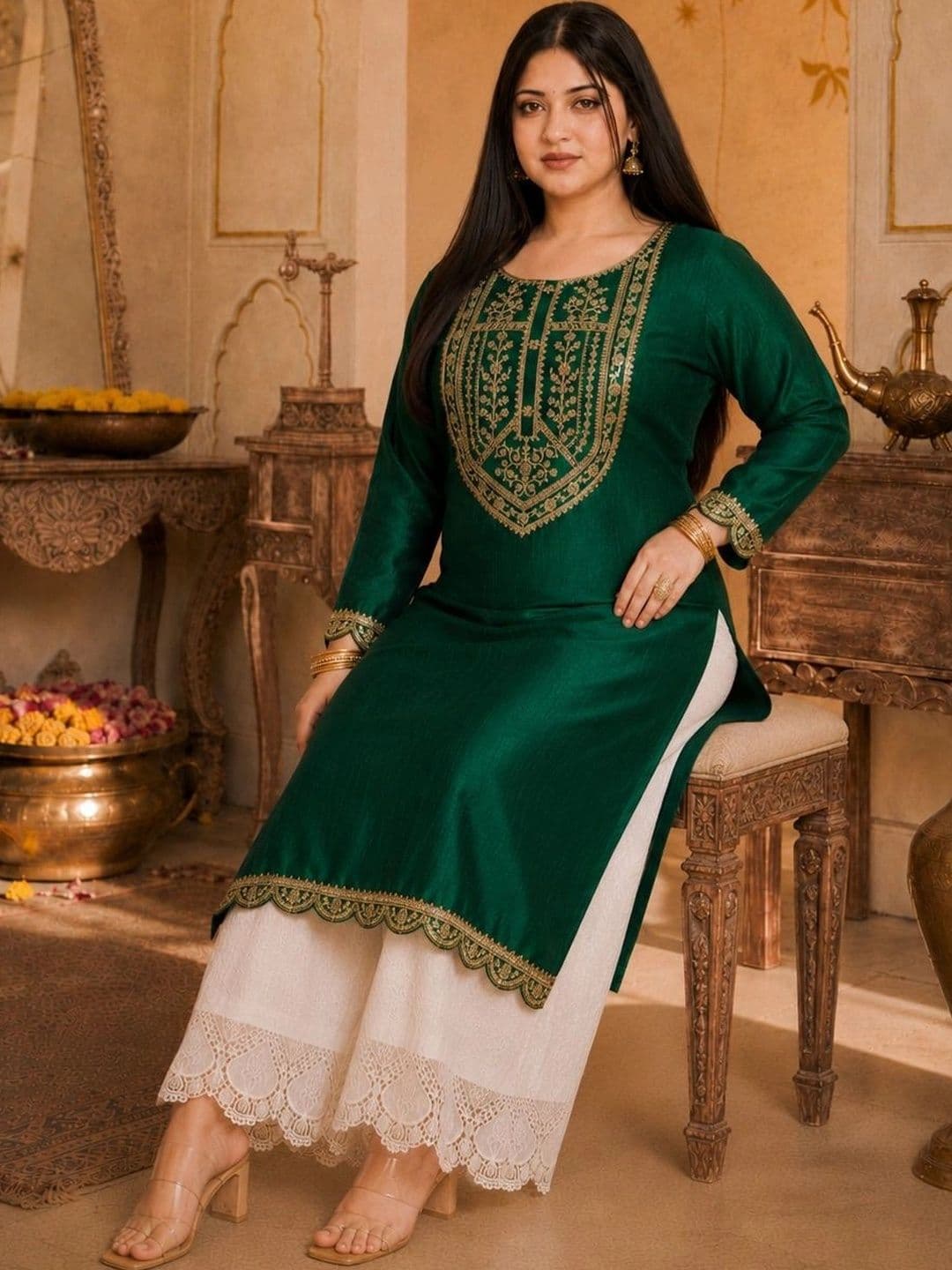 FULL BLOOM Women Ethnic Motifs Embroidered Kurta thumbnail 3