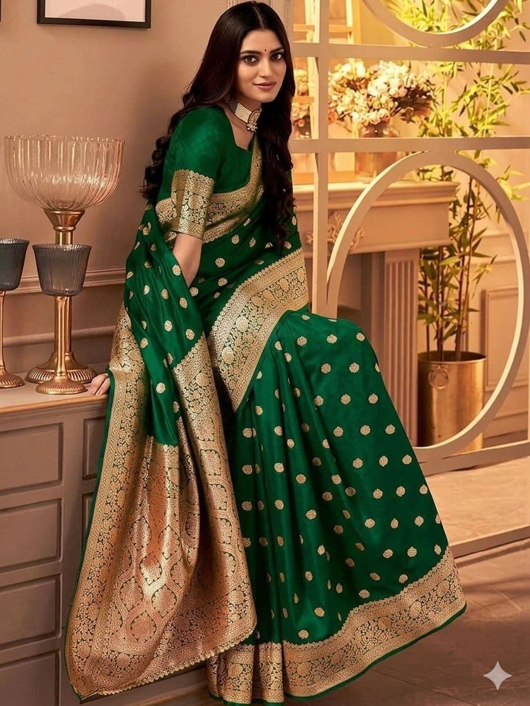 Milvia Ethnic Motifs Zari Silk Blend Designer Banarasi Saree thumbnail 4
