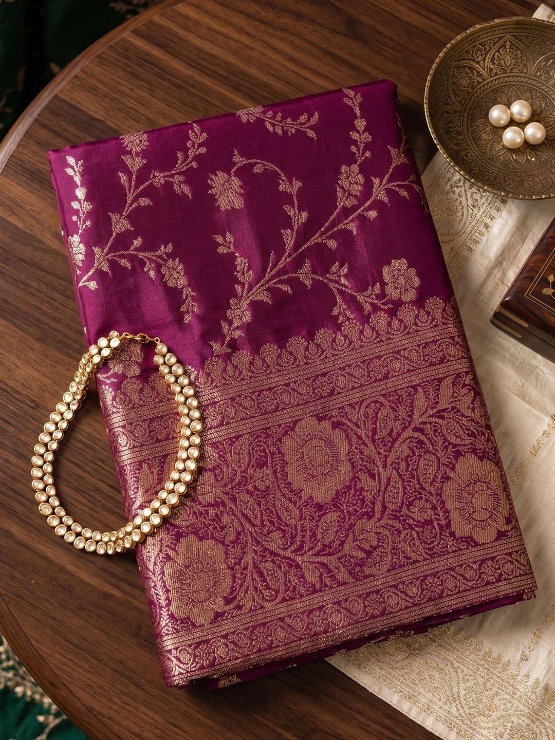 Dhaaga Ghar Woven Design Zari Silk Blend Designer Banarasi Saree thumbnail 2