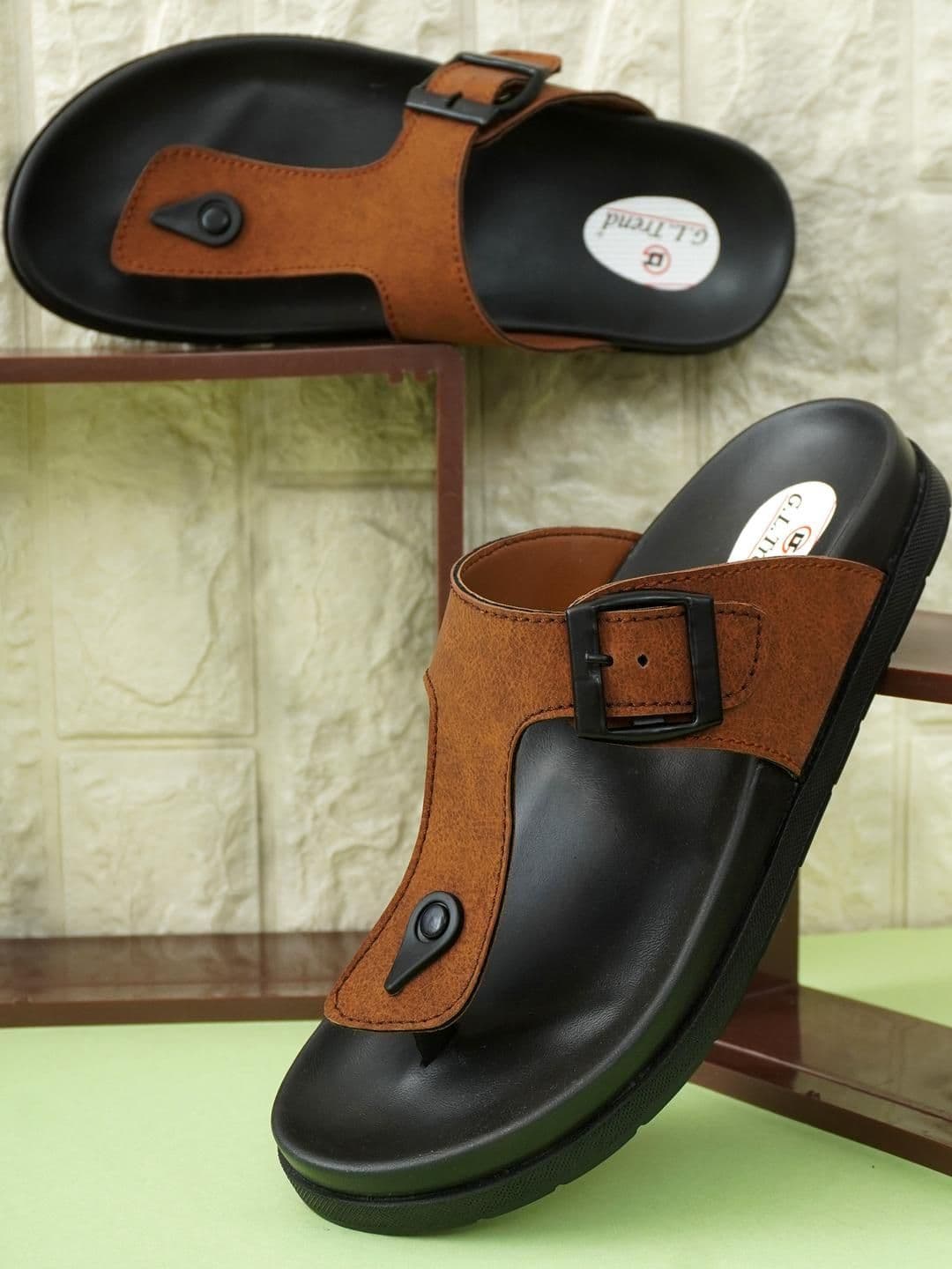 G L Trend Tan Leather Sandals - view 1
