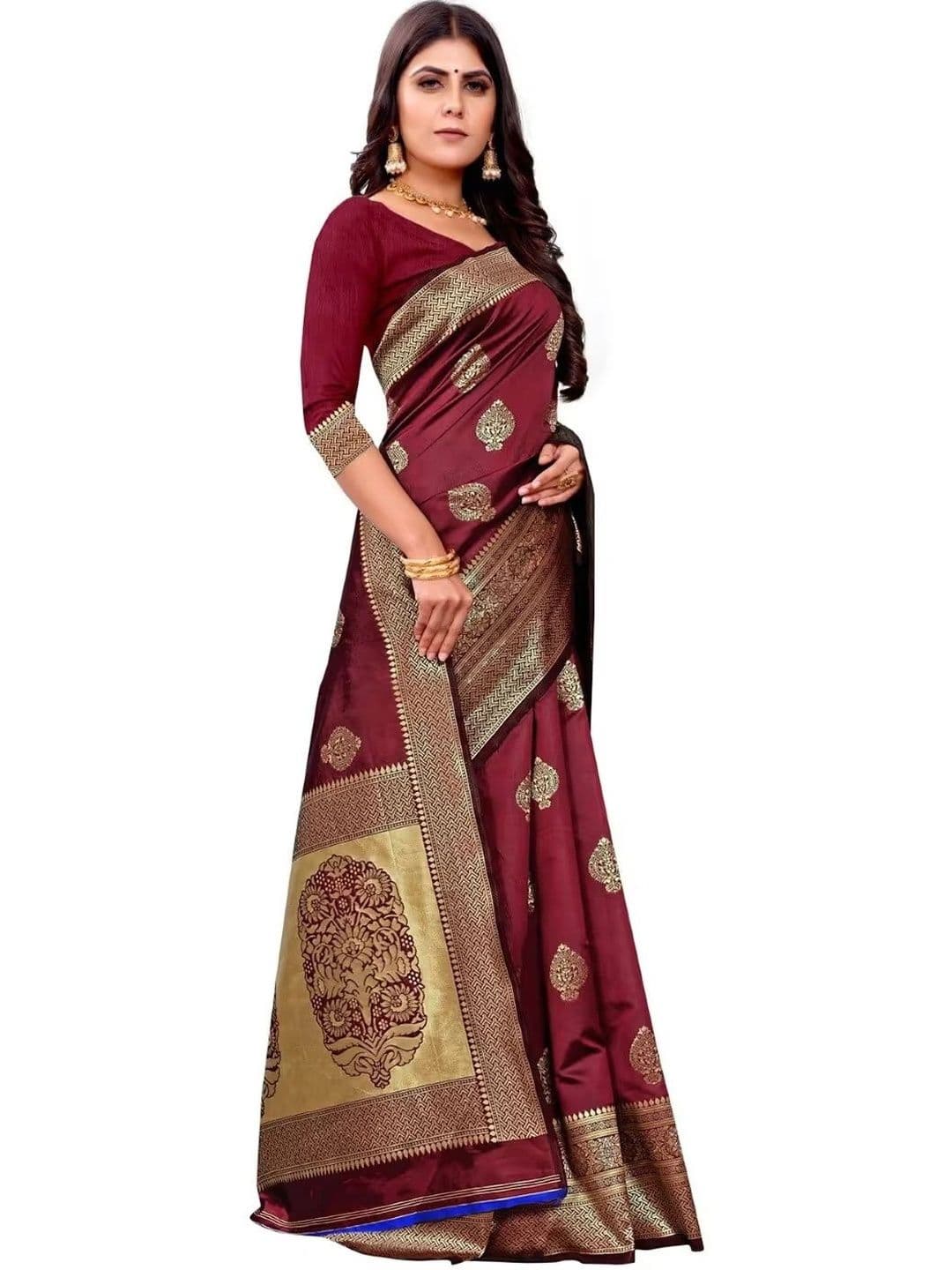 wearsquad Woven Design Zari Art Silk Banarasi Saree thumbnail 3