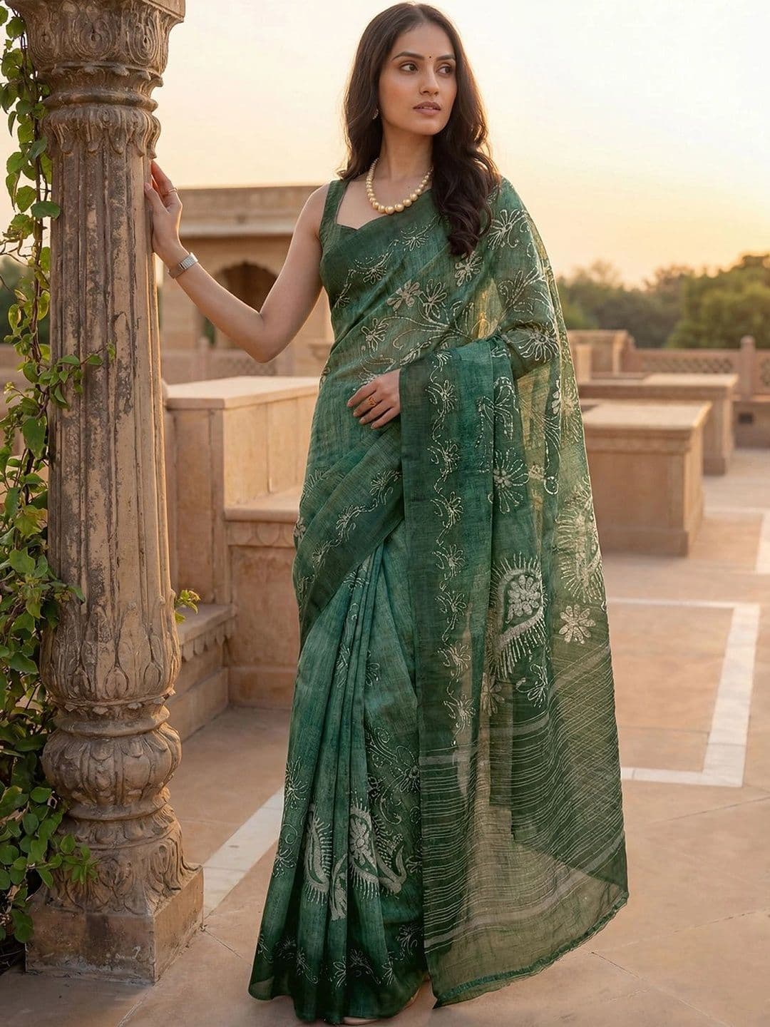 KALINI Floral Embroidered Fusion Saree thumbnail 6