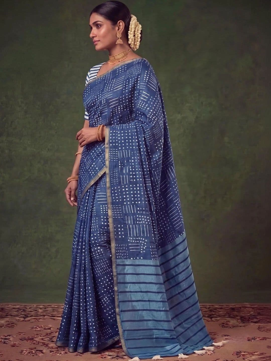 SAMANTHA Dabu Zari Silk Blend Saree thumbnail 7