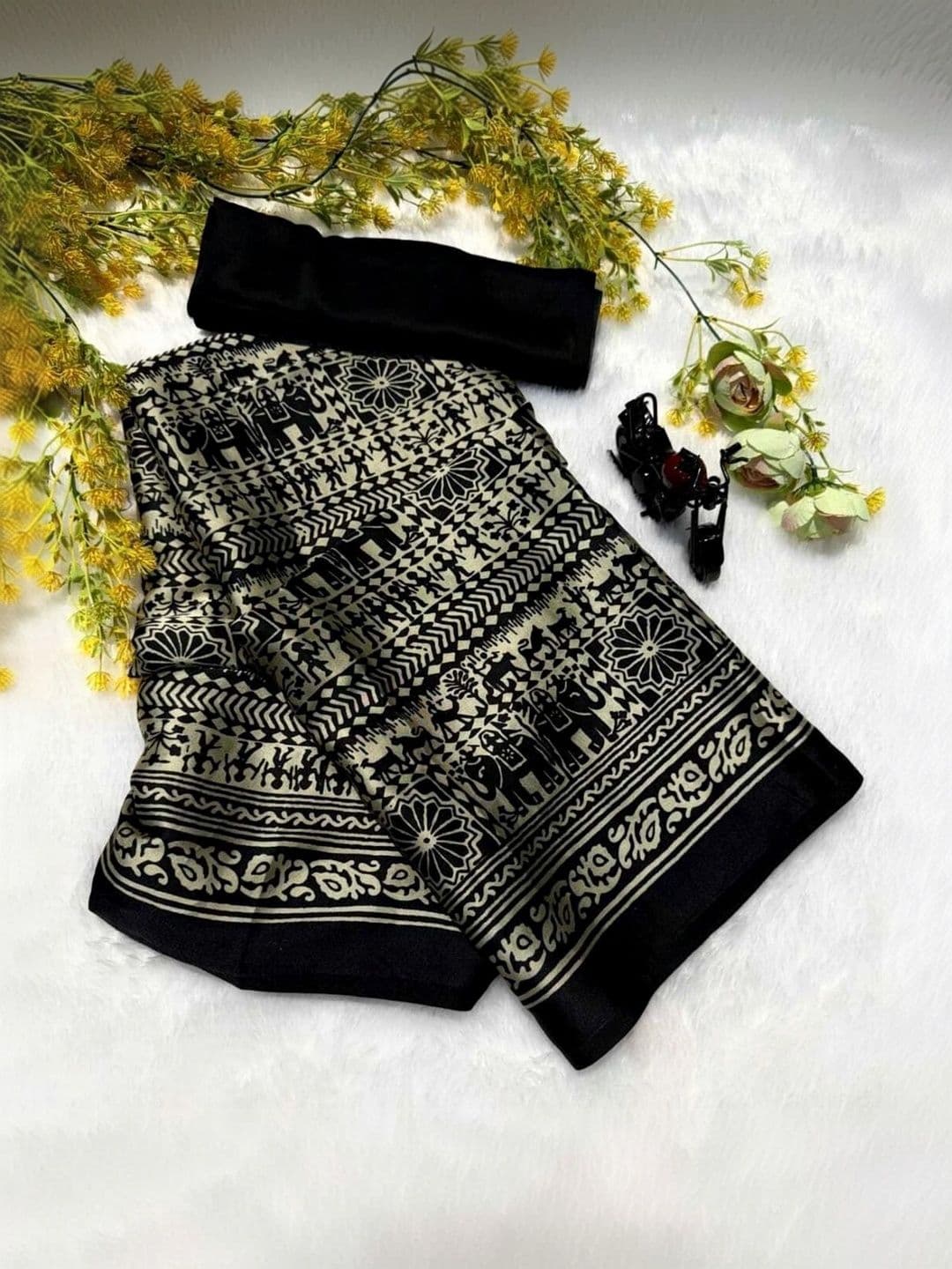 RENBRIZA Poly Crepe Saree - view 1