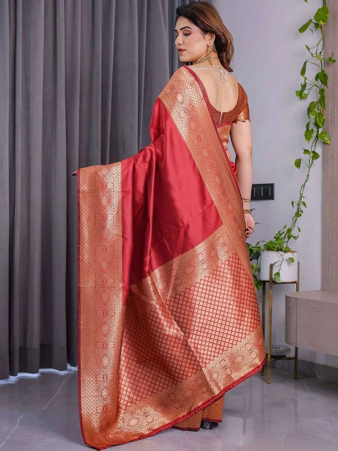 Moda Rapido Woven Design Zari Satin Banarasi Saree - view 1
