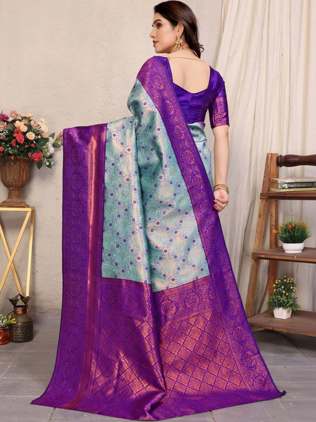 VS MALL Zari Banarasi Saree thumbnail 6