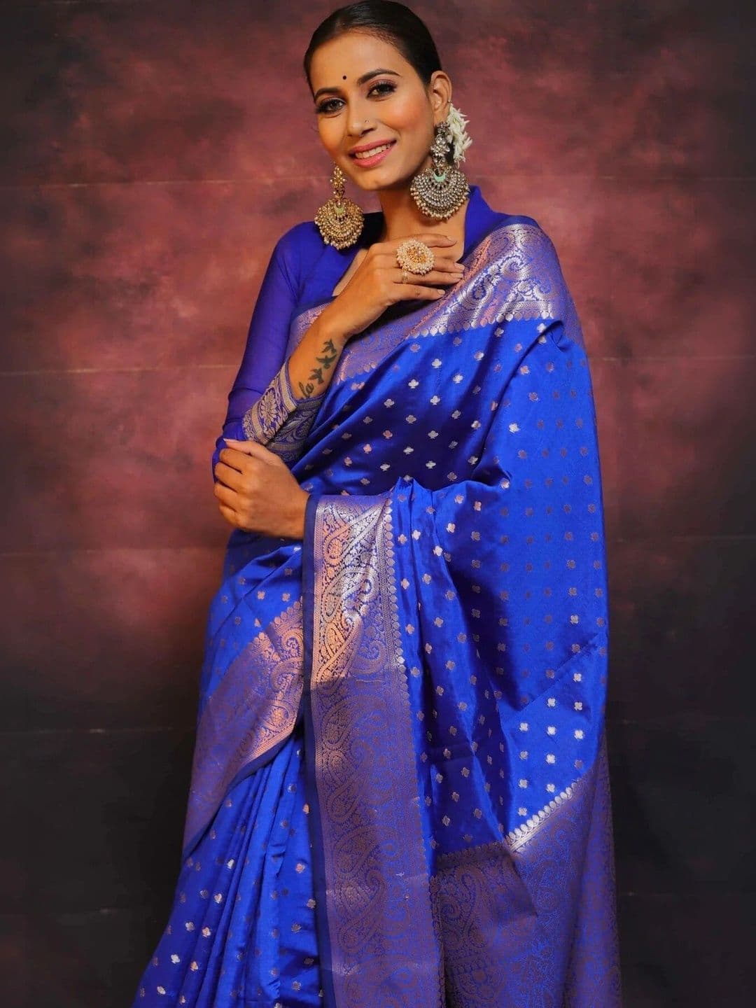 VS MALL Zari Banarasi Saree thumbnail 3