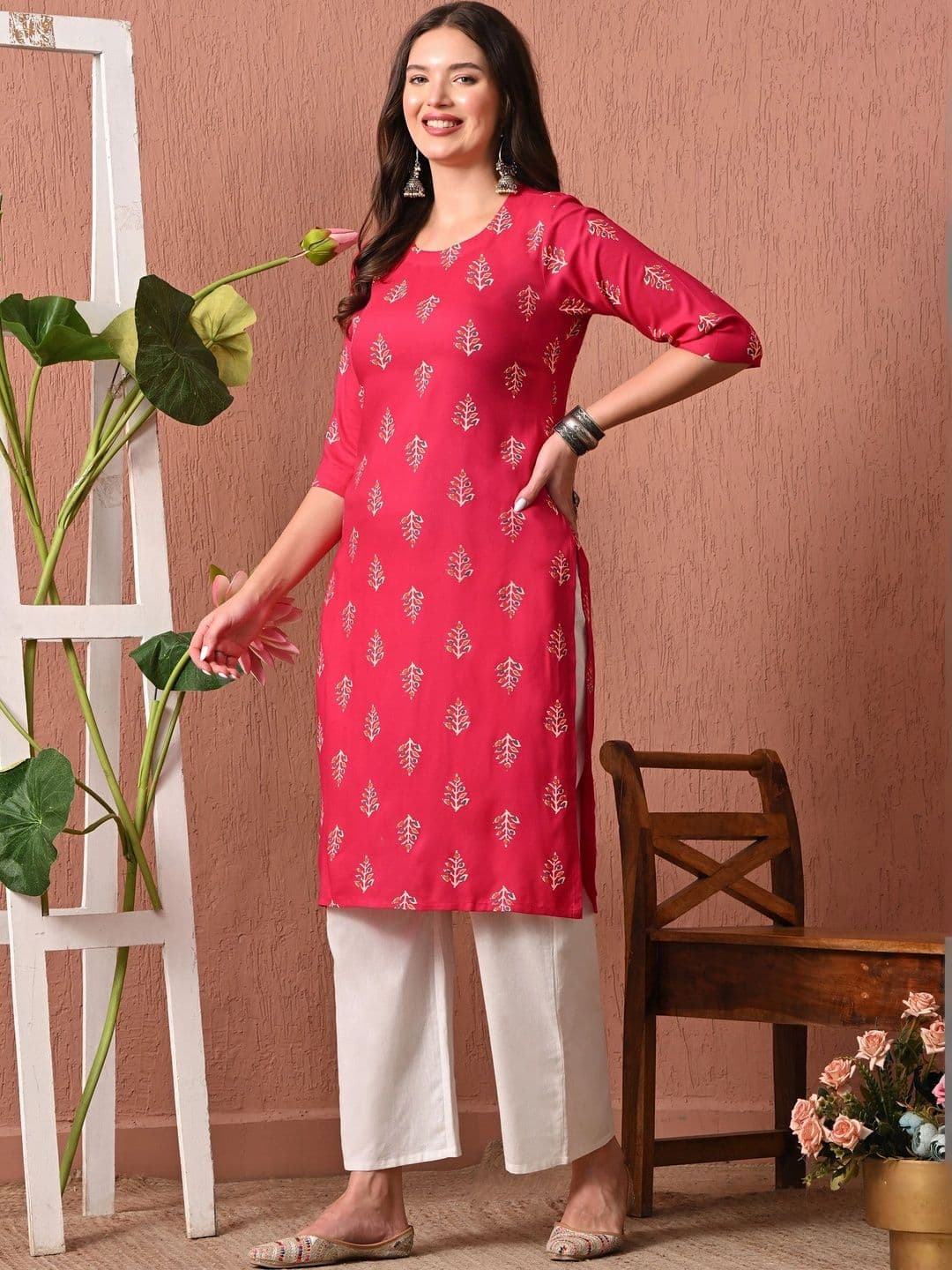 Sangria Women Ethnic Motifs Printed Kurta thumbnail 5