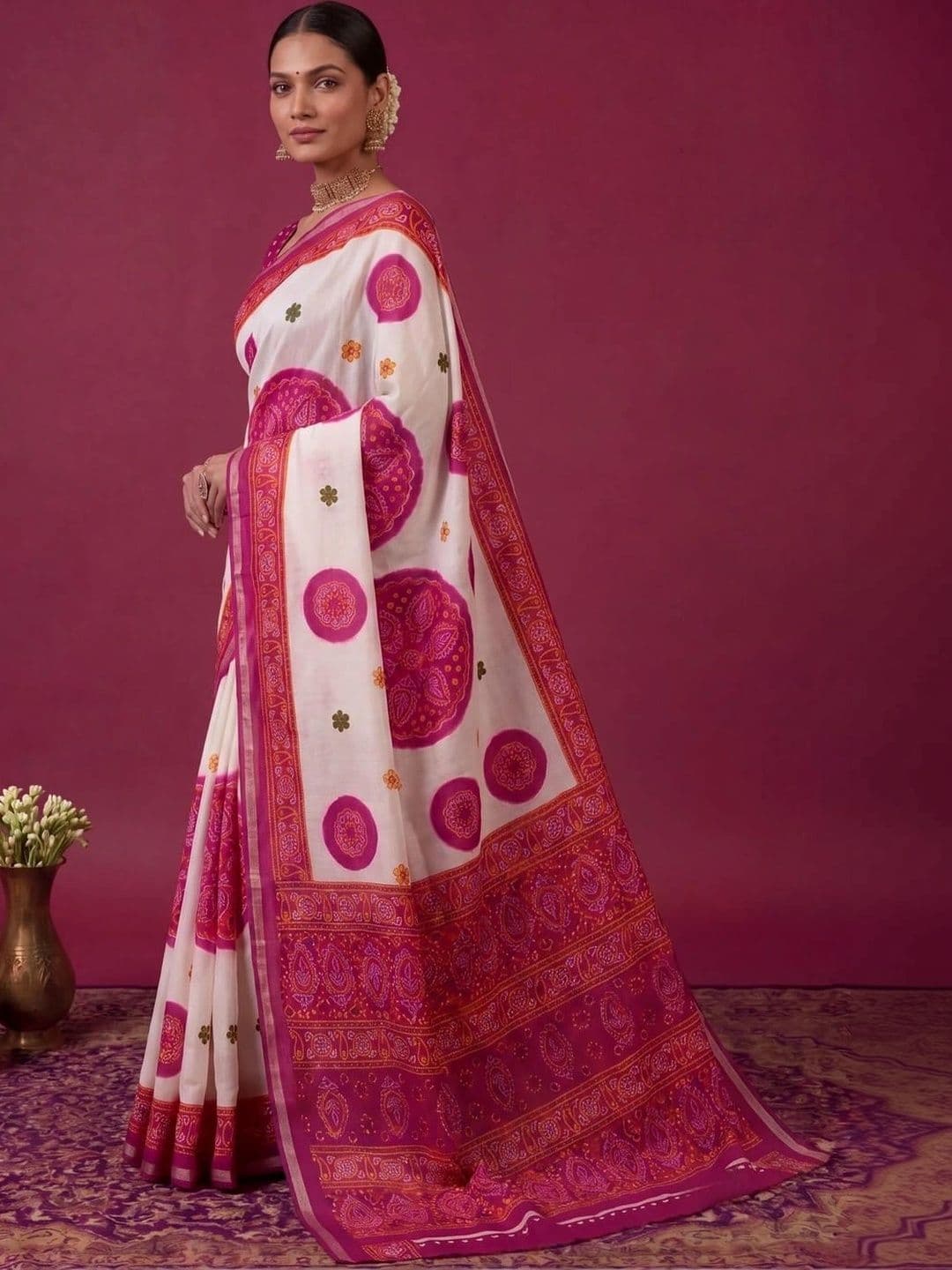 SAMANTHA Bandhani Zari Silk Blend Saree thumbnail 4