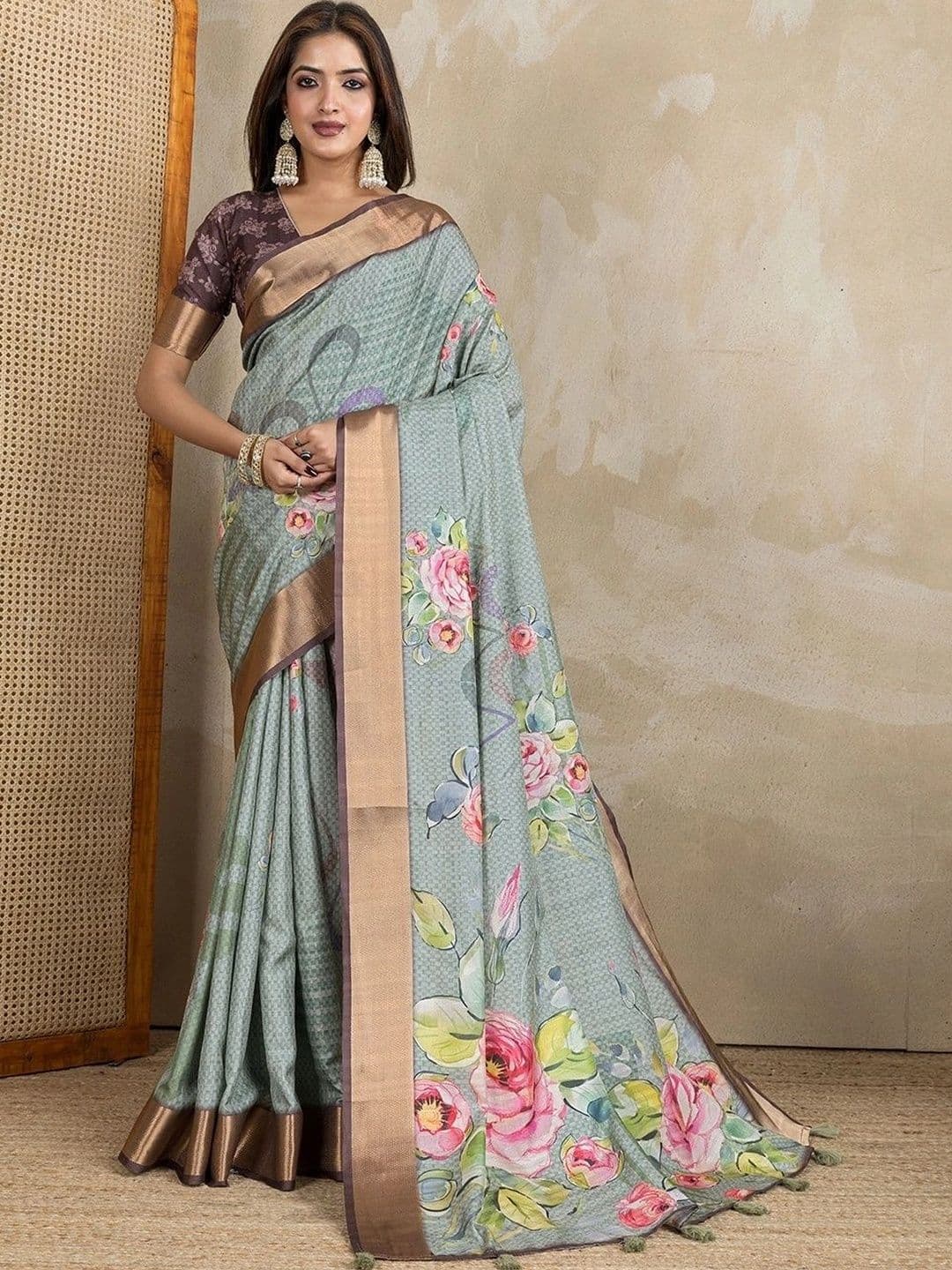 Kesarii Floral Saree - view 1