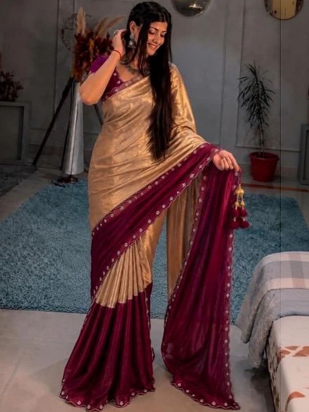 Lapetiya Clothing Satin Saree thumbnail 3