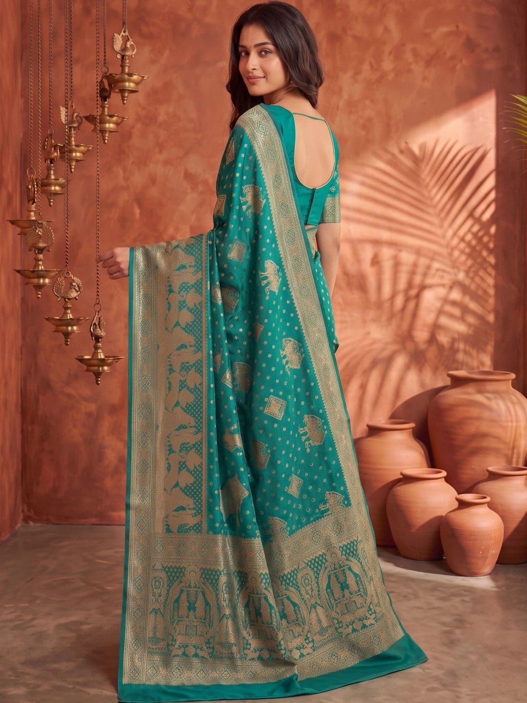 ROOP RADHIKA Woven Design Zari Silk Blend Designer Banarasi Saree thumbnail 3
