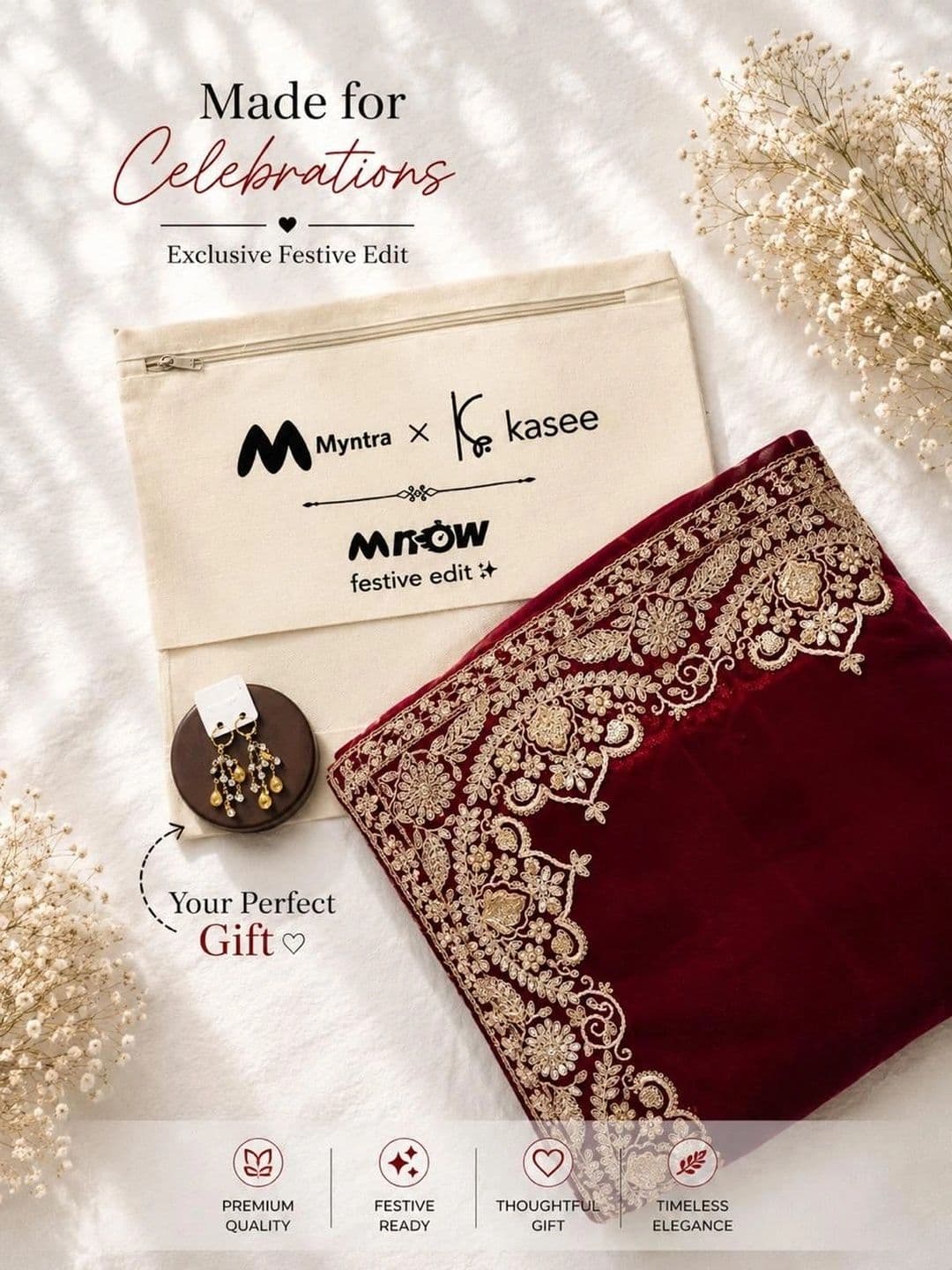 kasee Floral Embroidered Poly Georgette Designer Saree thumbnail 2