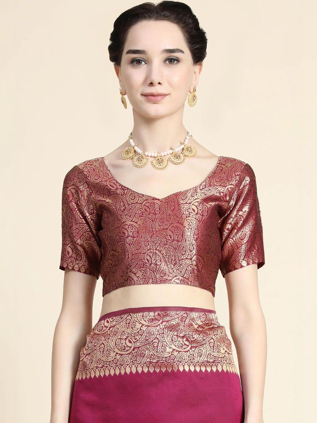 VS MALL Ethnic Motifs Zari Banarasi Saree thumbnail 5