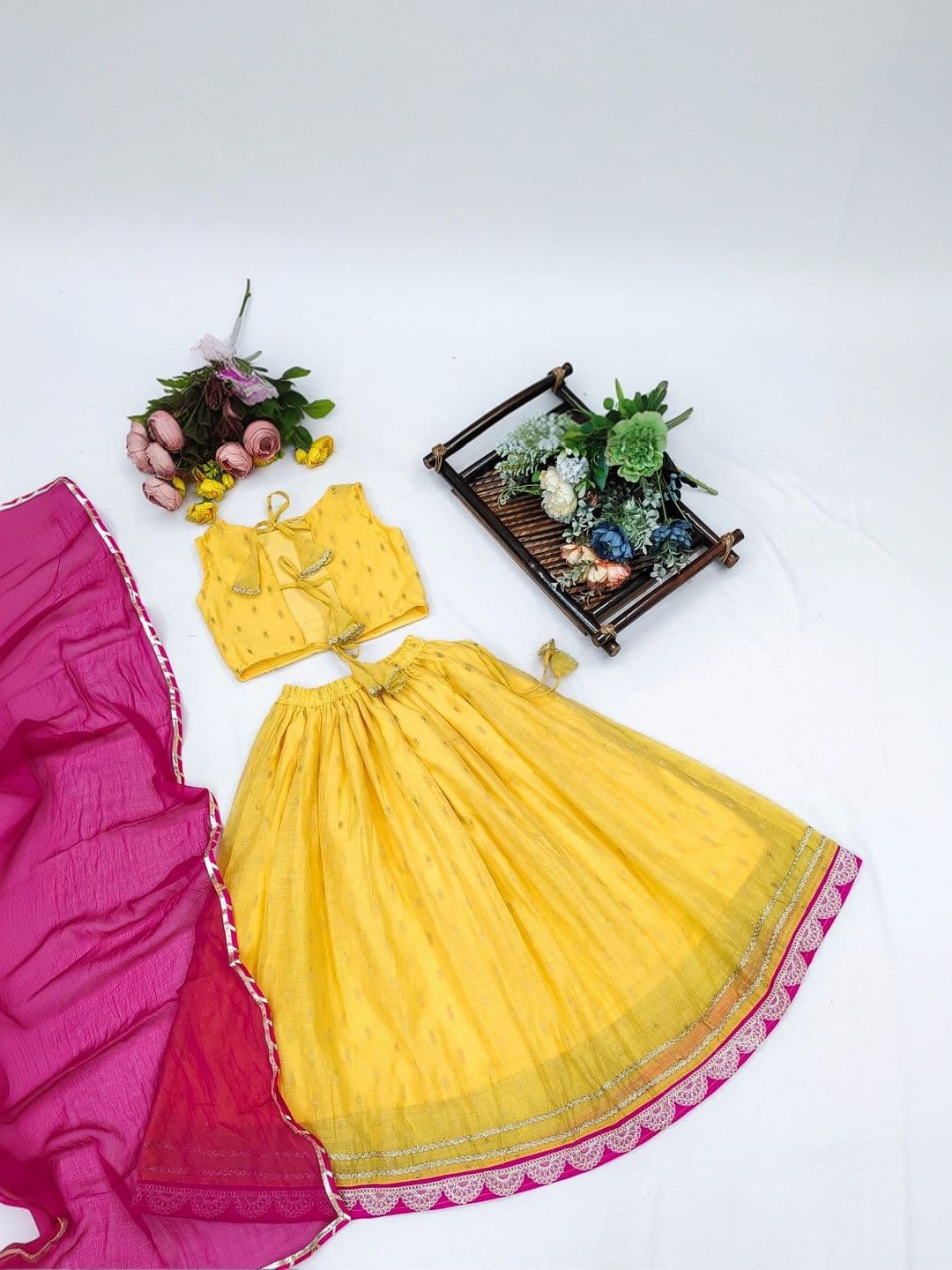 Sangria Girls Embroidered Thread Work Ready to Wear Lehenga & Blouse With Dupatta thumbnail 6