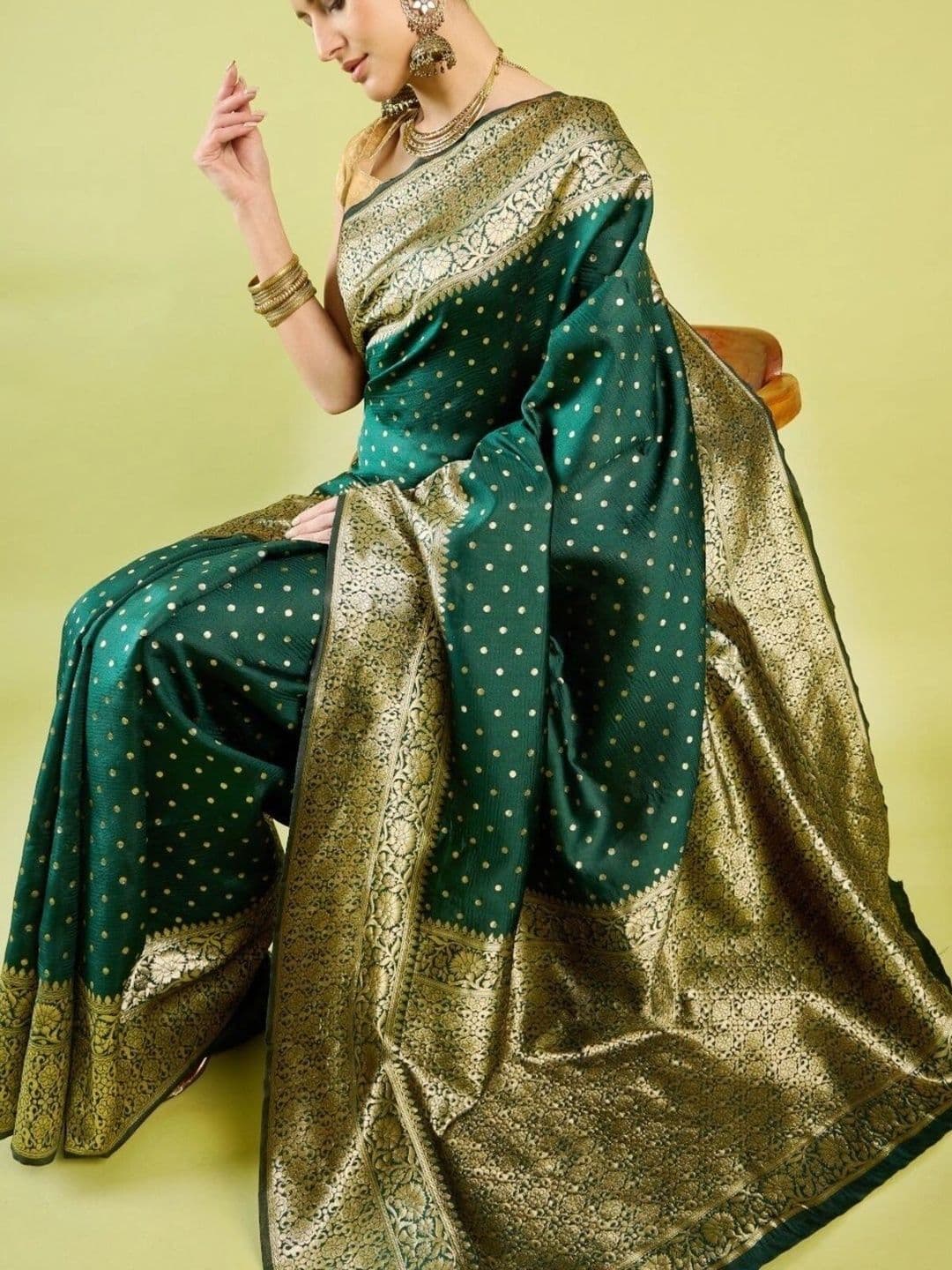 VS MALL Ethnic Motifs Zari Banarasi Saree thumbnail 3