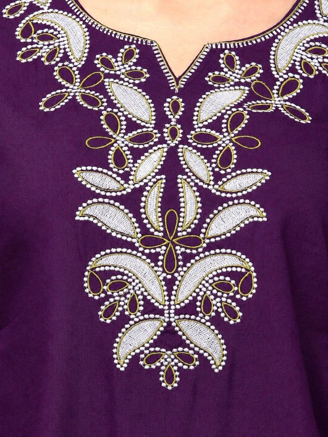 STYLE PREZONE Ethnic Motifs Embroidered V-Neck Thread Work Thread Work Kurti thumbnail 4