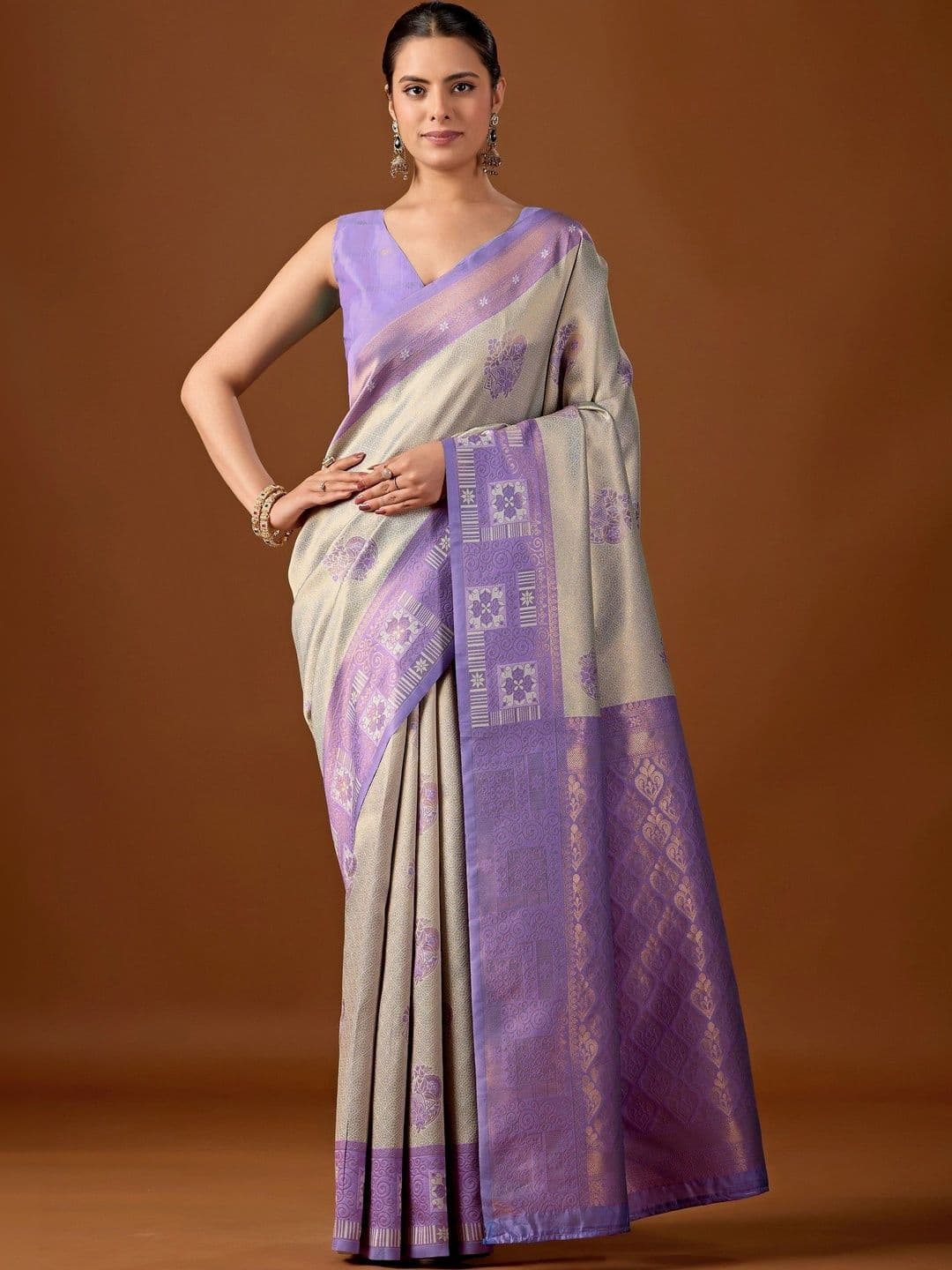 ERIKA Woven Design Zari Silk Blend Designer Banarasi Saree - view 1